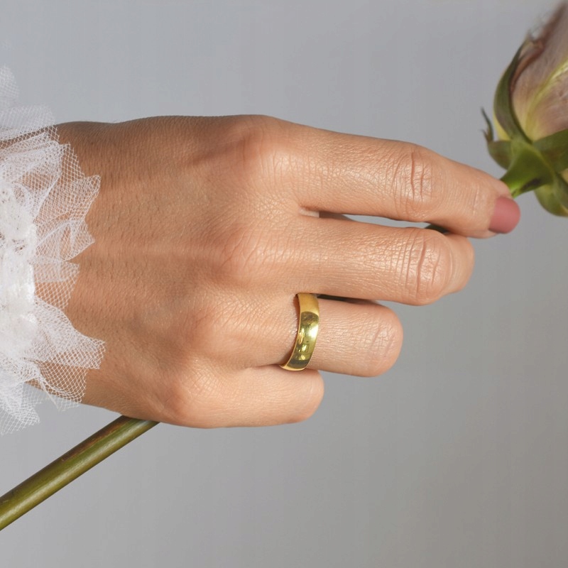 ZŁOTE OBRĄCZKI 5mm Klasyczne Wypukłe Soczewka #24/5,0g złoto pr. 585, 1szt. Marka KingGold