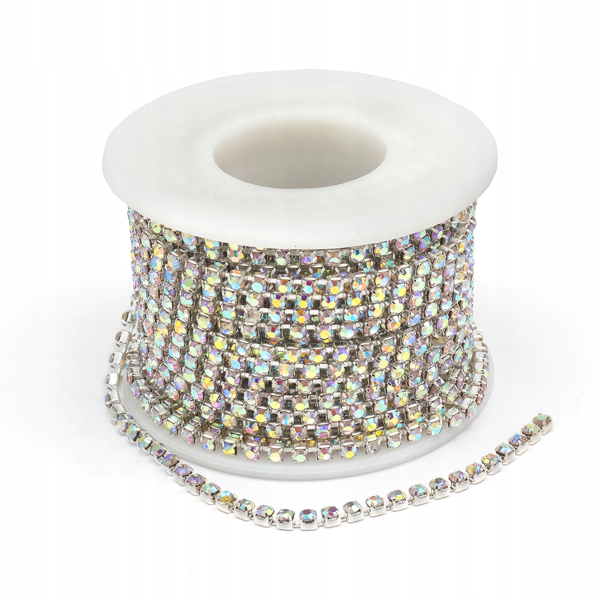 Řetízek Páska z Zirkony, Mosaz, Stříbro a Duhový Křišťál, 2.6mm, 9m