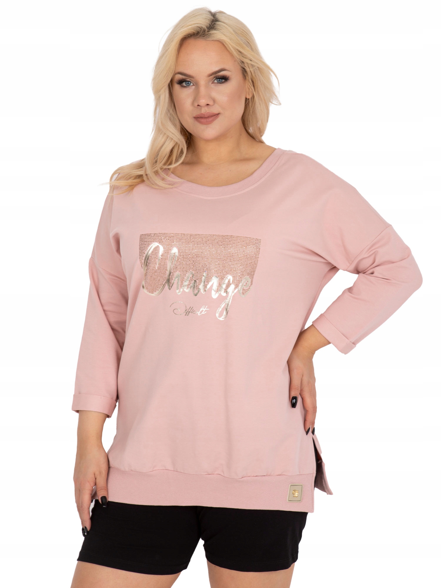 

Modna Bluzka damska Plus Size z aplikacją dżety