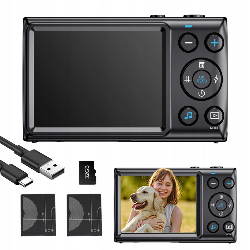 Digitální Fotoaparát Hd Přenosný Fotoaparát 1080P 64MP Stabilizace S 18X Zoomem