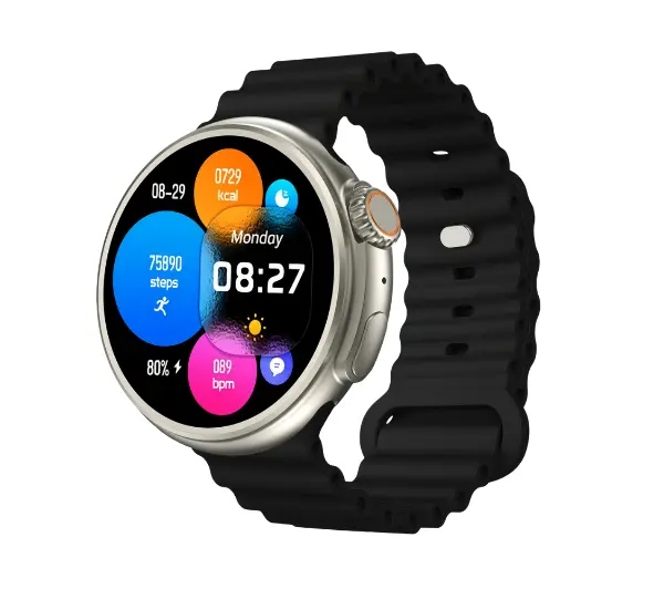Smartwatch Yaxo Oxnard Titanium 51mm Gps Amoled IP67 Czarny dodatkowy pasek