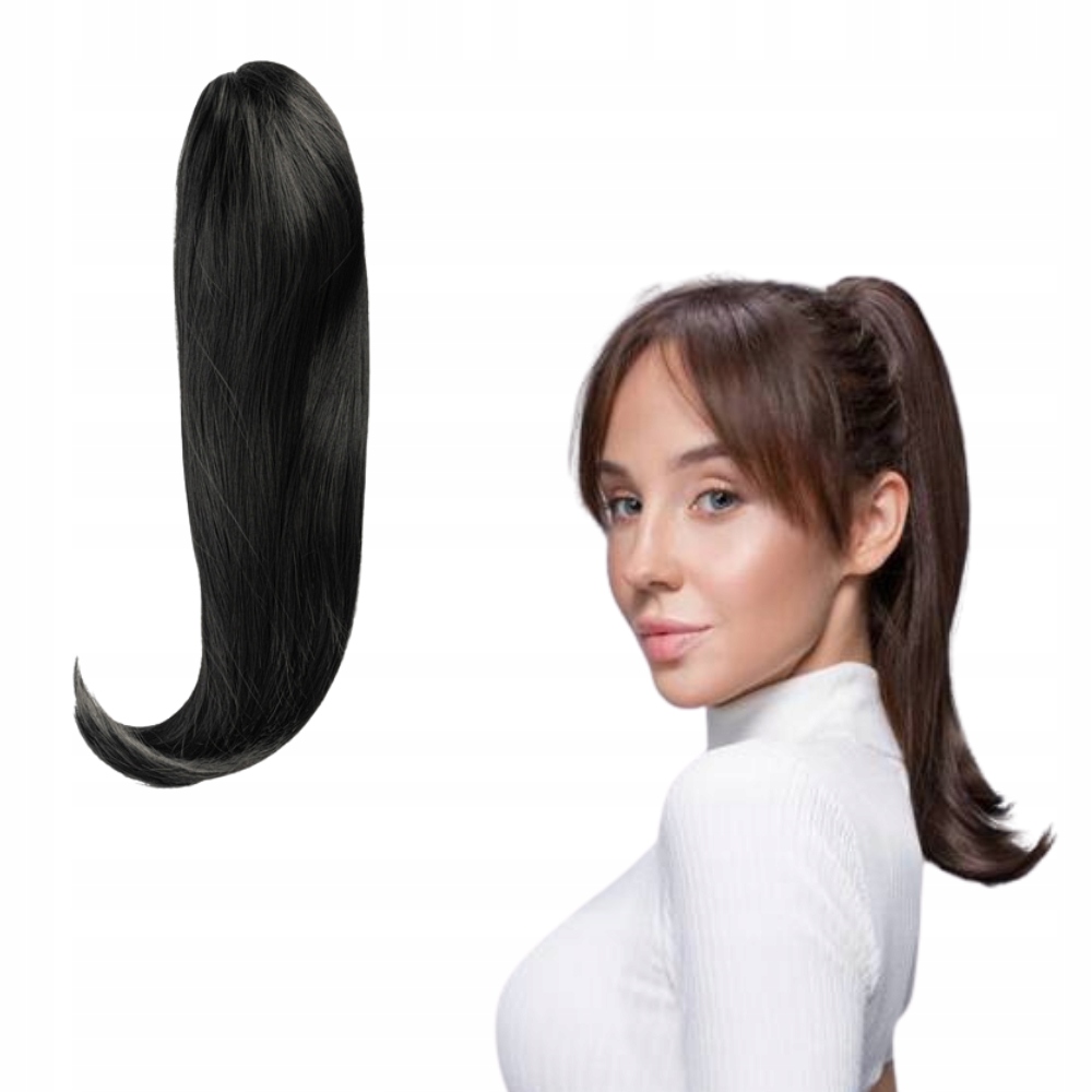 

Kucyk Na Klipsie 50 CM Prosty klamra Czarny #1