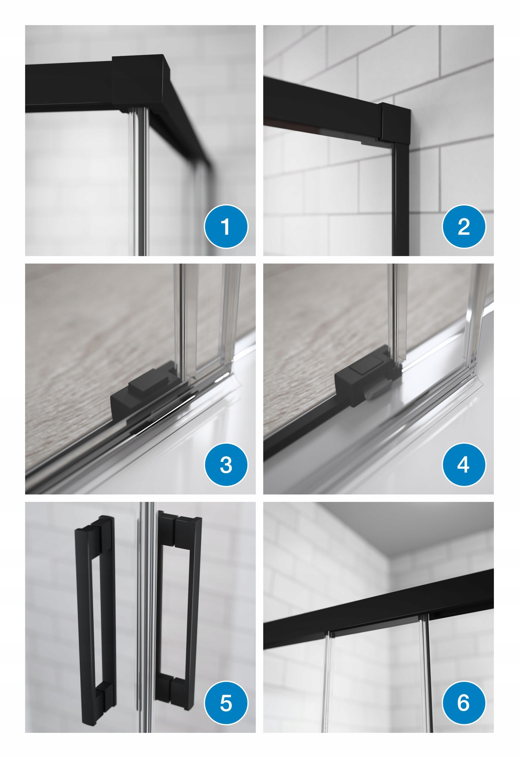 Drzwi wnękowe prysznic Idea Black DWJ 160 L grafit Grubość szkła/szyby 6 mm