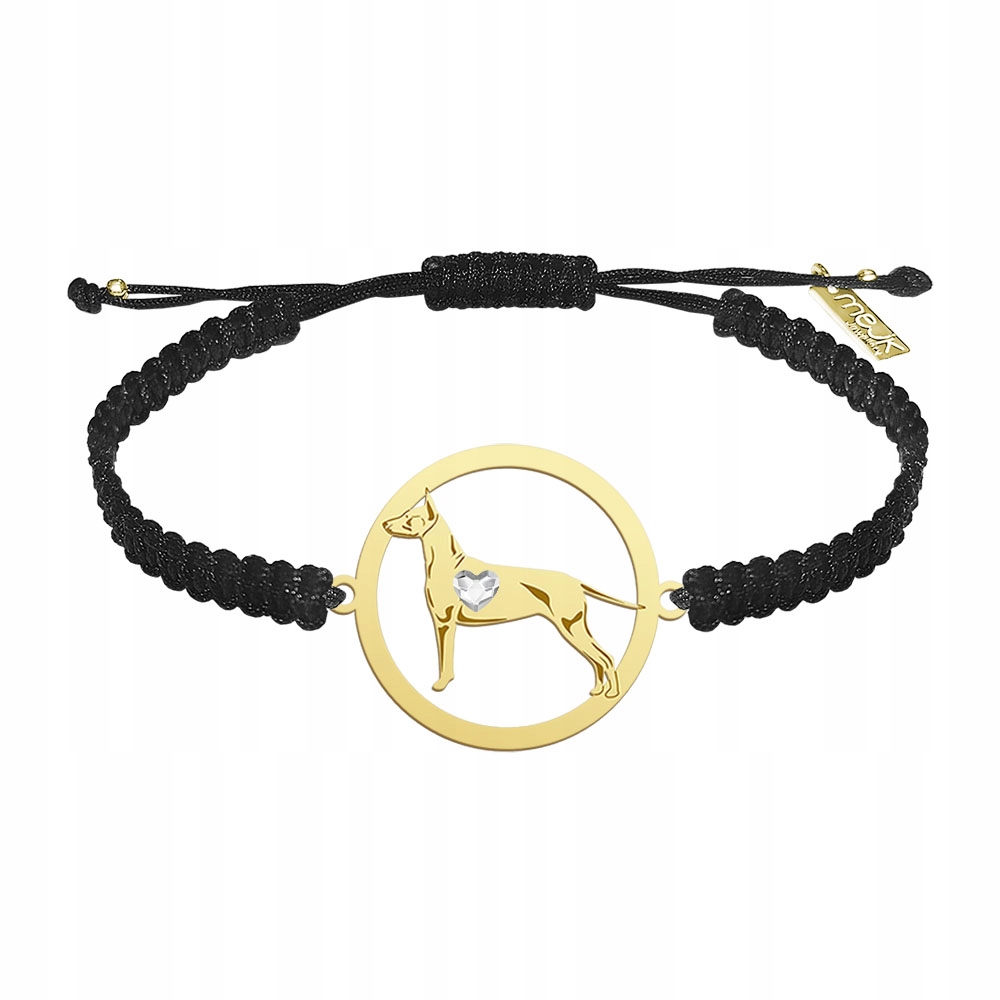 Zlatý náramek se psem plemene Mexican Hairless 925 Makramé Dárek Gravírování