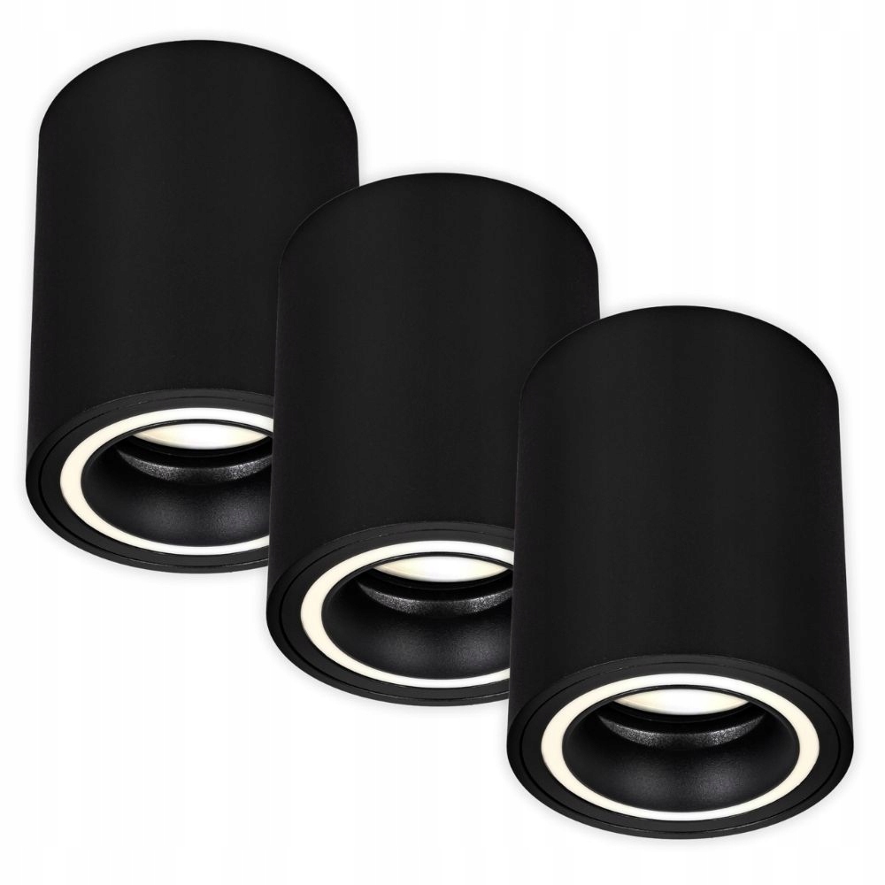3x Oprawa natynkowa Halogenowa Tuba Led GU10 czarna Spot sufitowa do Pokoju