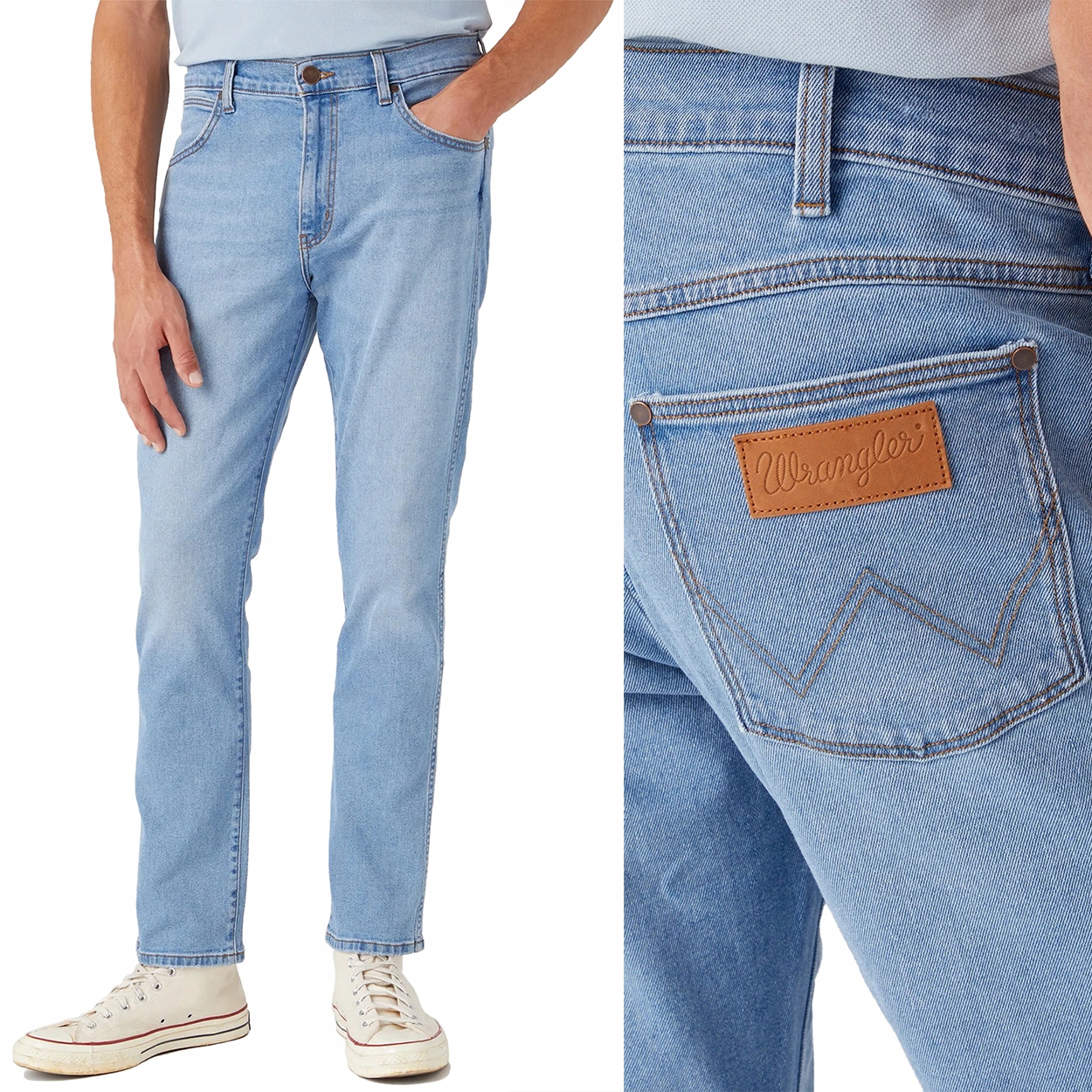 Wrangler Larston slim Gringo přiléhavé světlé džínové kalhoty W36 L34