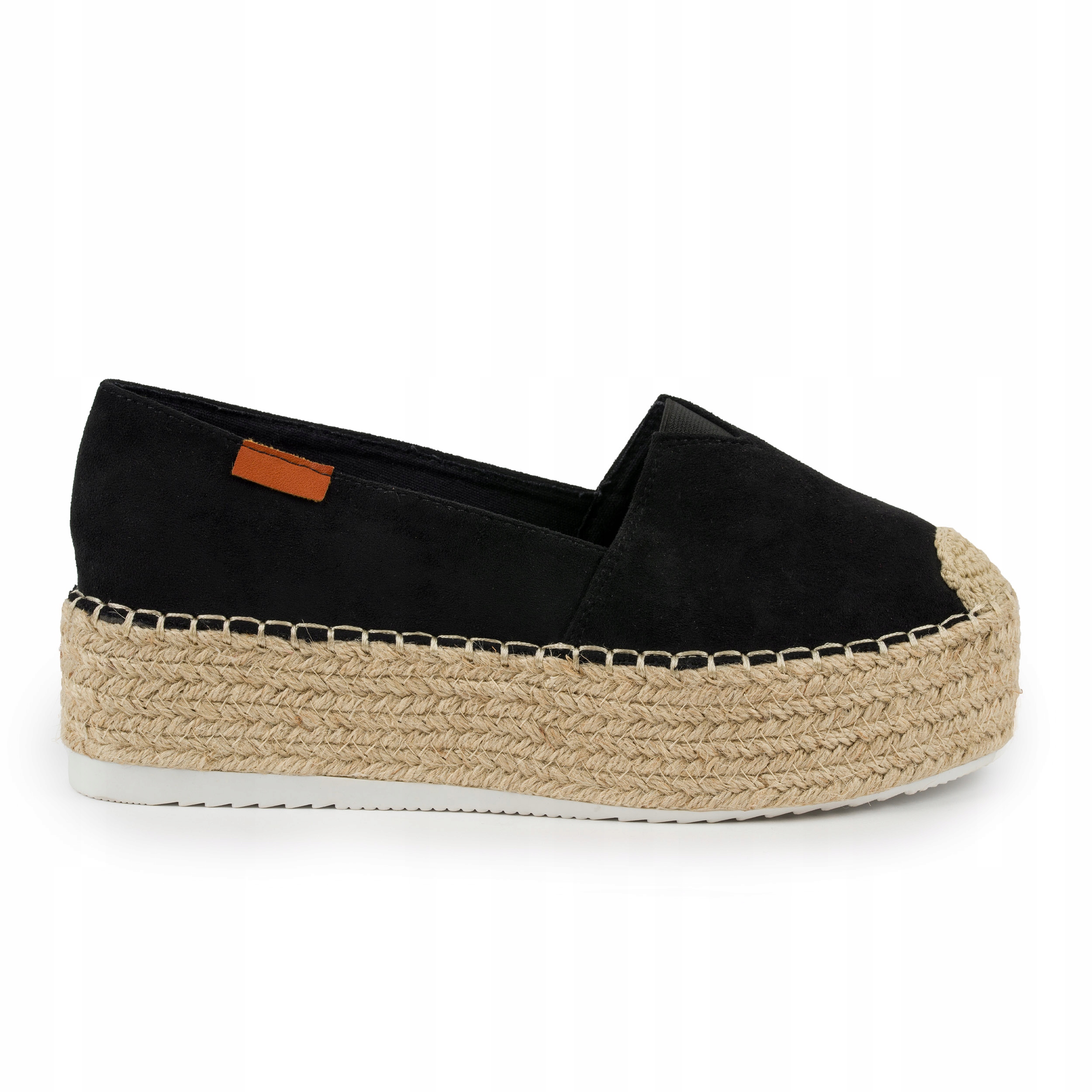 

Czarne Espadryle modne trampki Słomka zamszowe