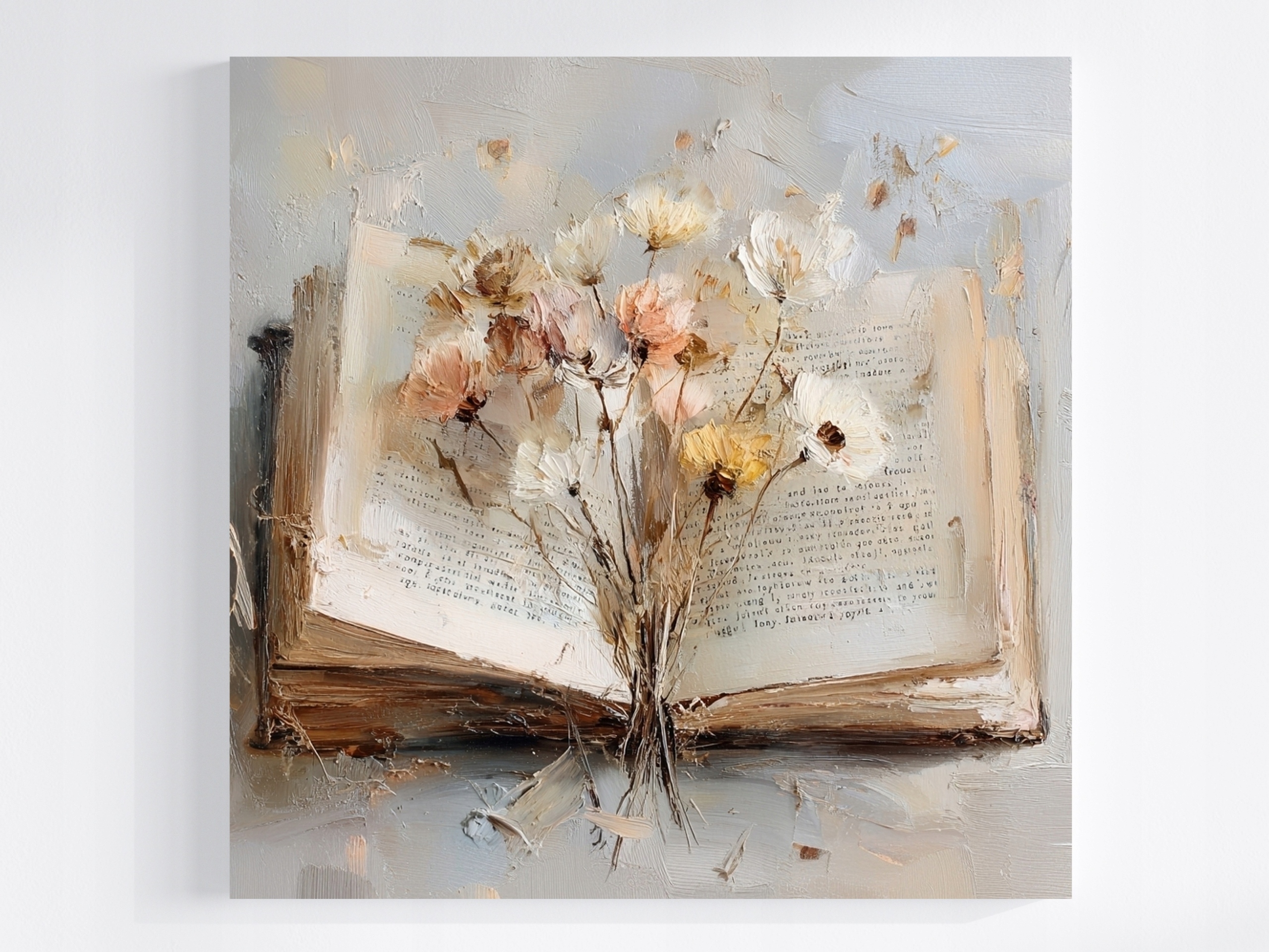 Obraz Na Plátně Canvas Dekorace Abstrakce Kniha Sušičky Květiny 60x60