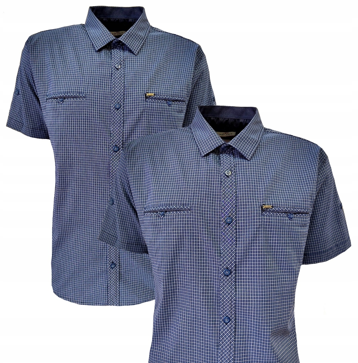 Pánská sportovní košile bavlna s kostkovaným vzorem L indigo Jean Piere