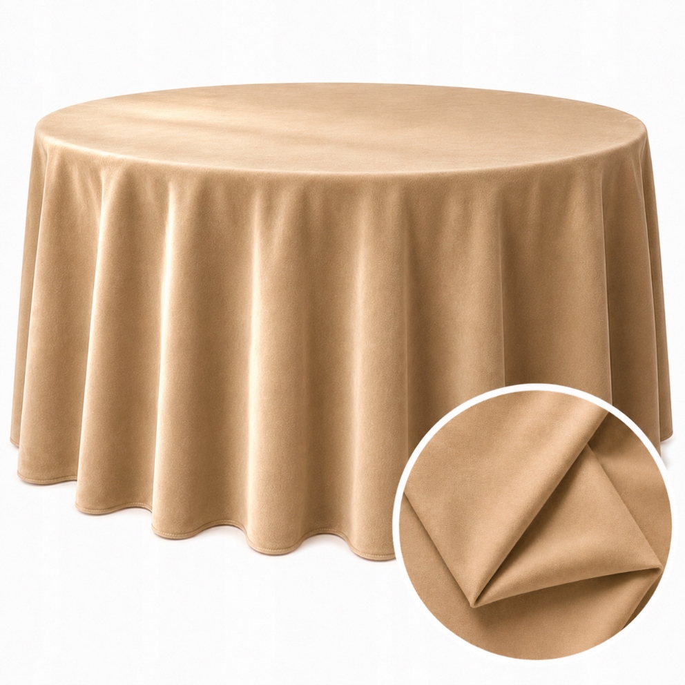 Obrus kulatý, Matný Velur, Camel 320cm, cappuccino