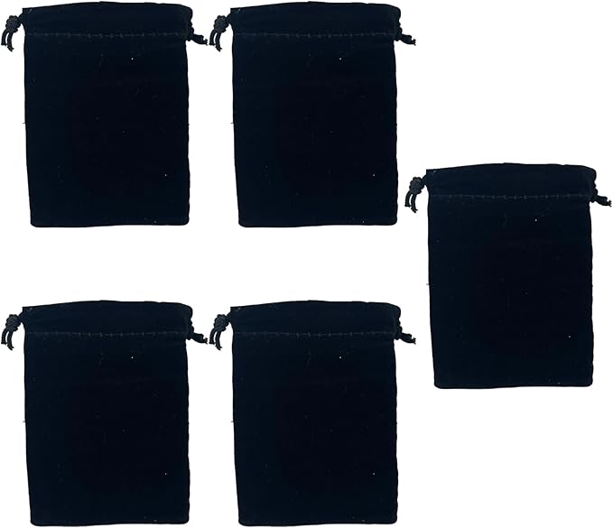 Levně 5 X Černé Elegantní Dárkové Sáčky Na Šperky Se Šňůrkou