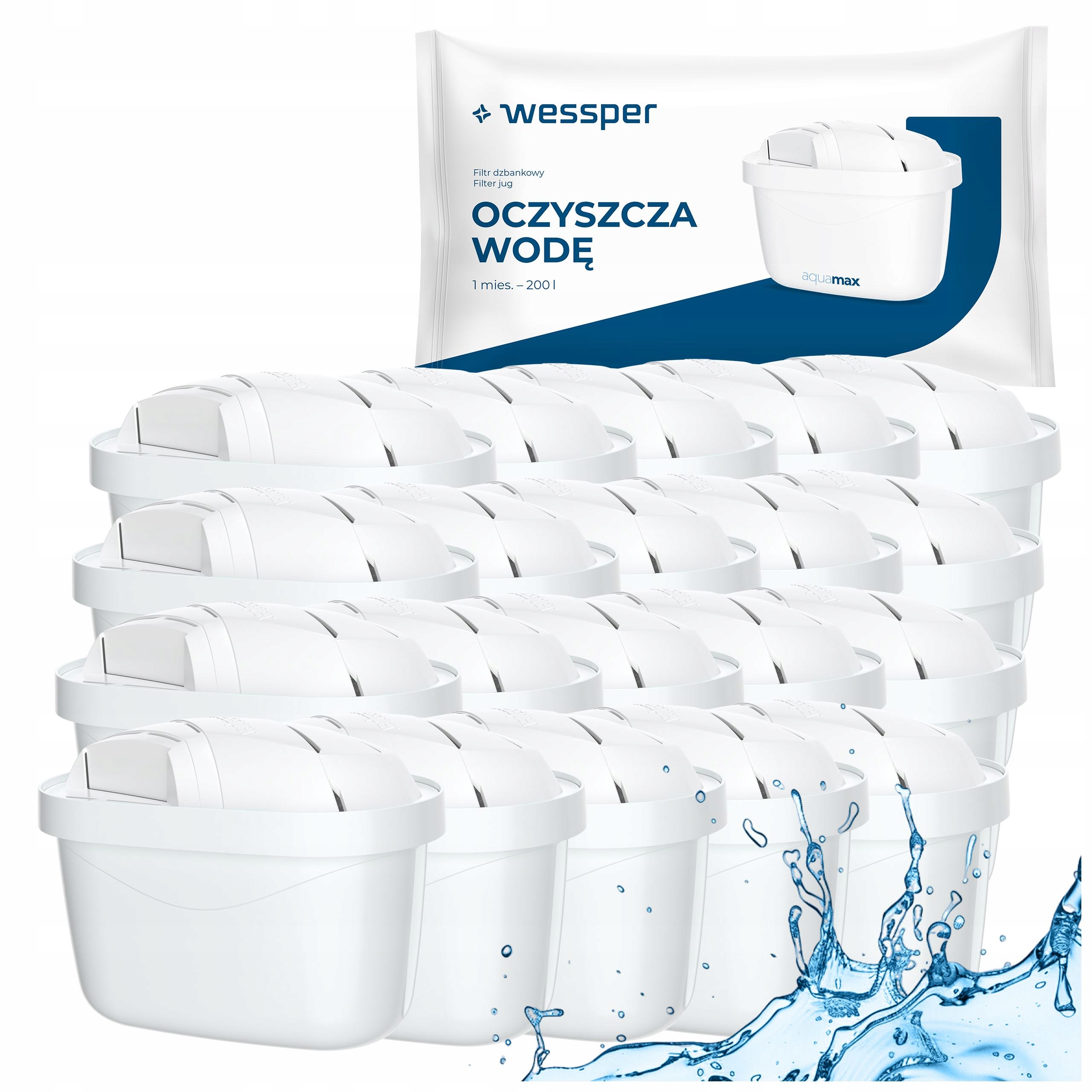 20 x Wessper aquamax 95g filtry náhradní náplně do džbánů Brita Aquaphor
