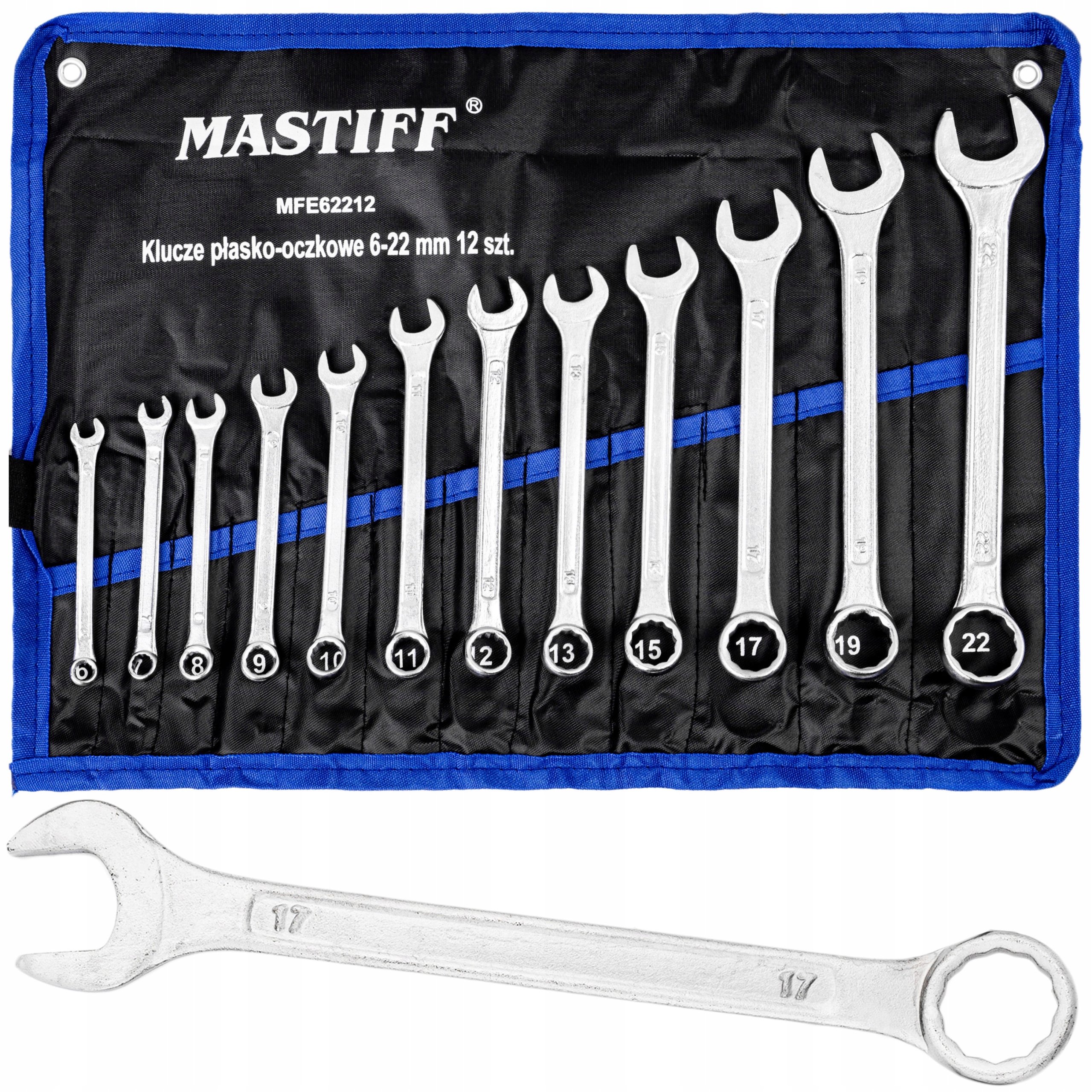 Klucze Płasko Oczkowe Zestaw Kluczy Płasko-oczkowych W Etui 6-22 MM 12 Szt.