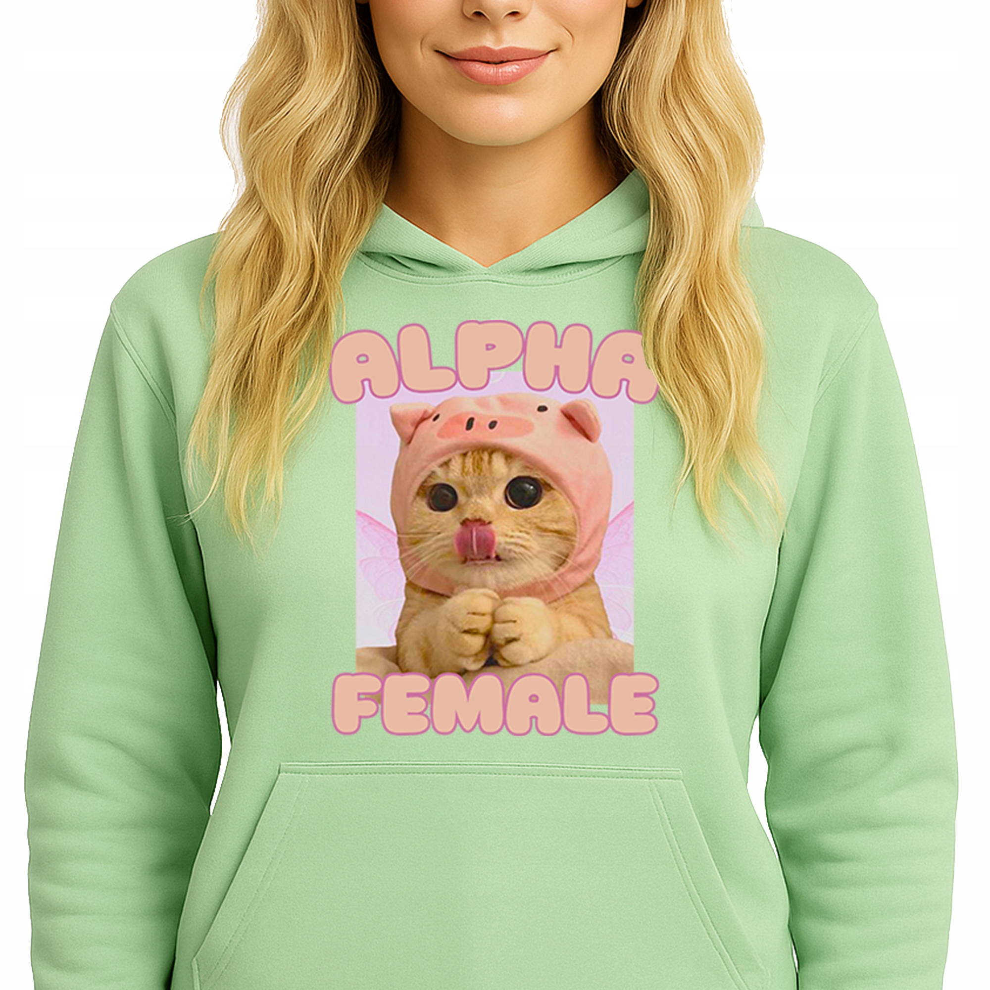 Mikina S Kapucí Zelená bavlněná mikina Alpha Fashion Female M