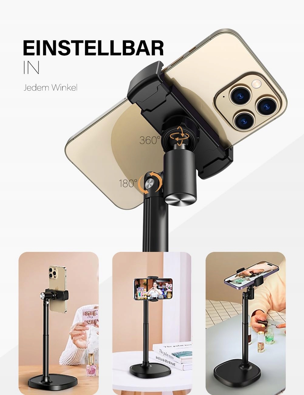 PUJUDODA Uchwyt Na Telefon Regulowany Aluminiowy Stojak Na Biurko — miniatura 6