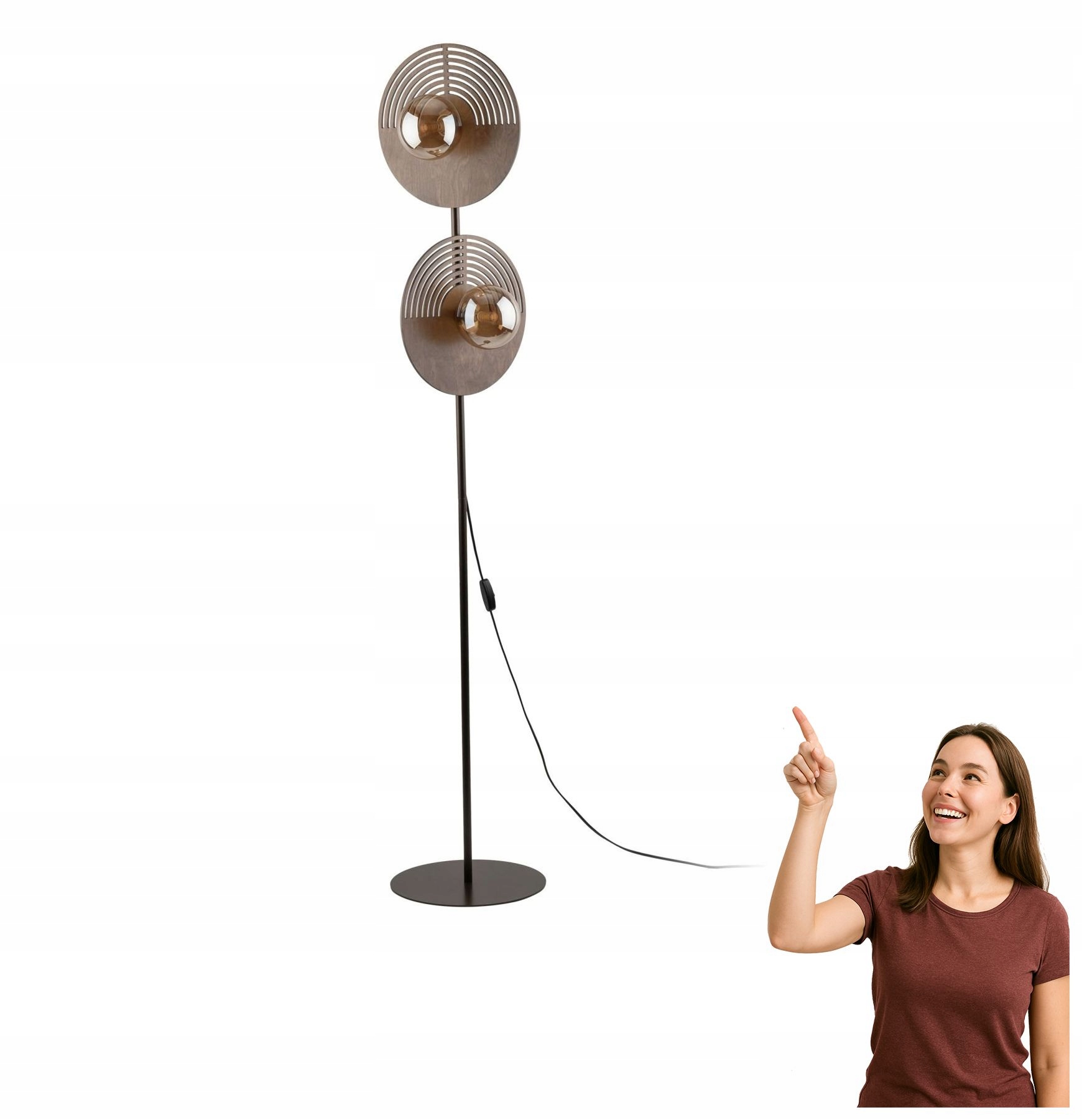 Podlahová lampa Tk Lighting Lunar Wood 16135