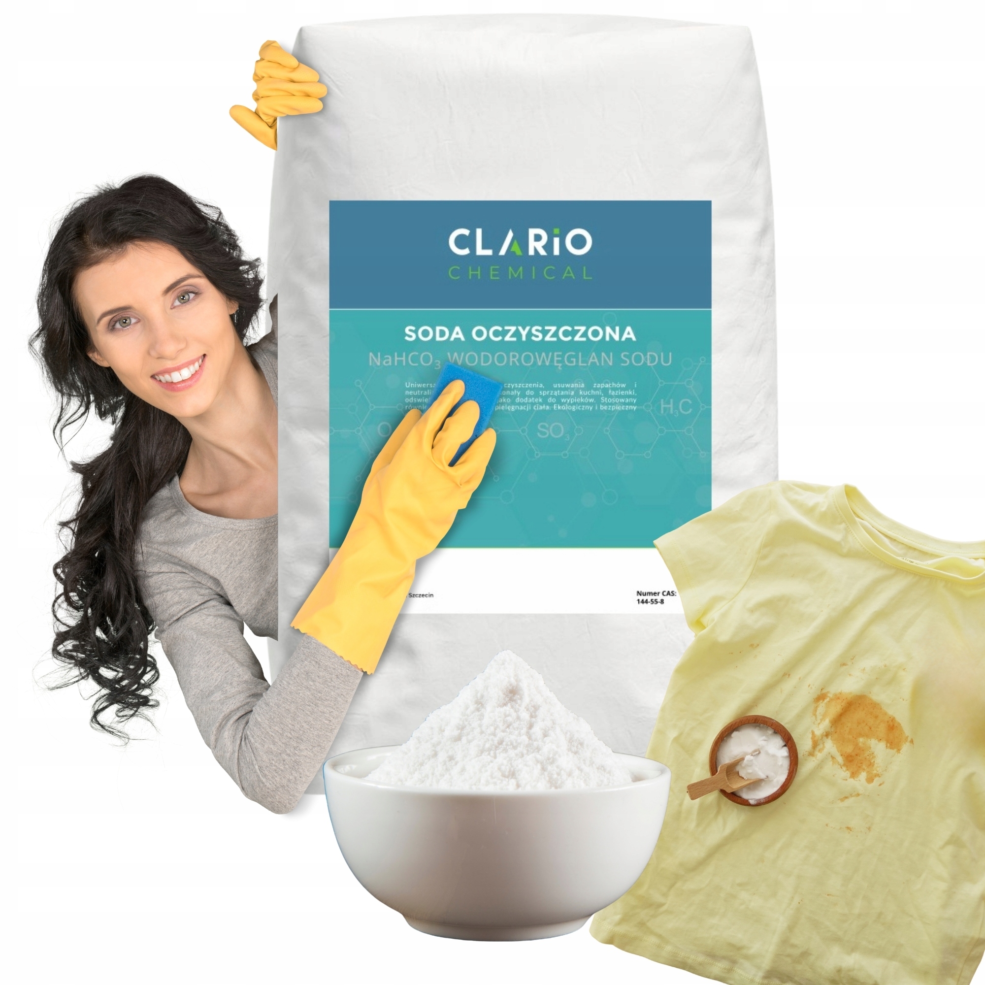 Soda oczyszczona wodorowęglan sodu czysty, prania Clario Chemical 25kg