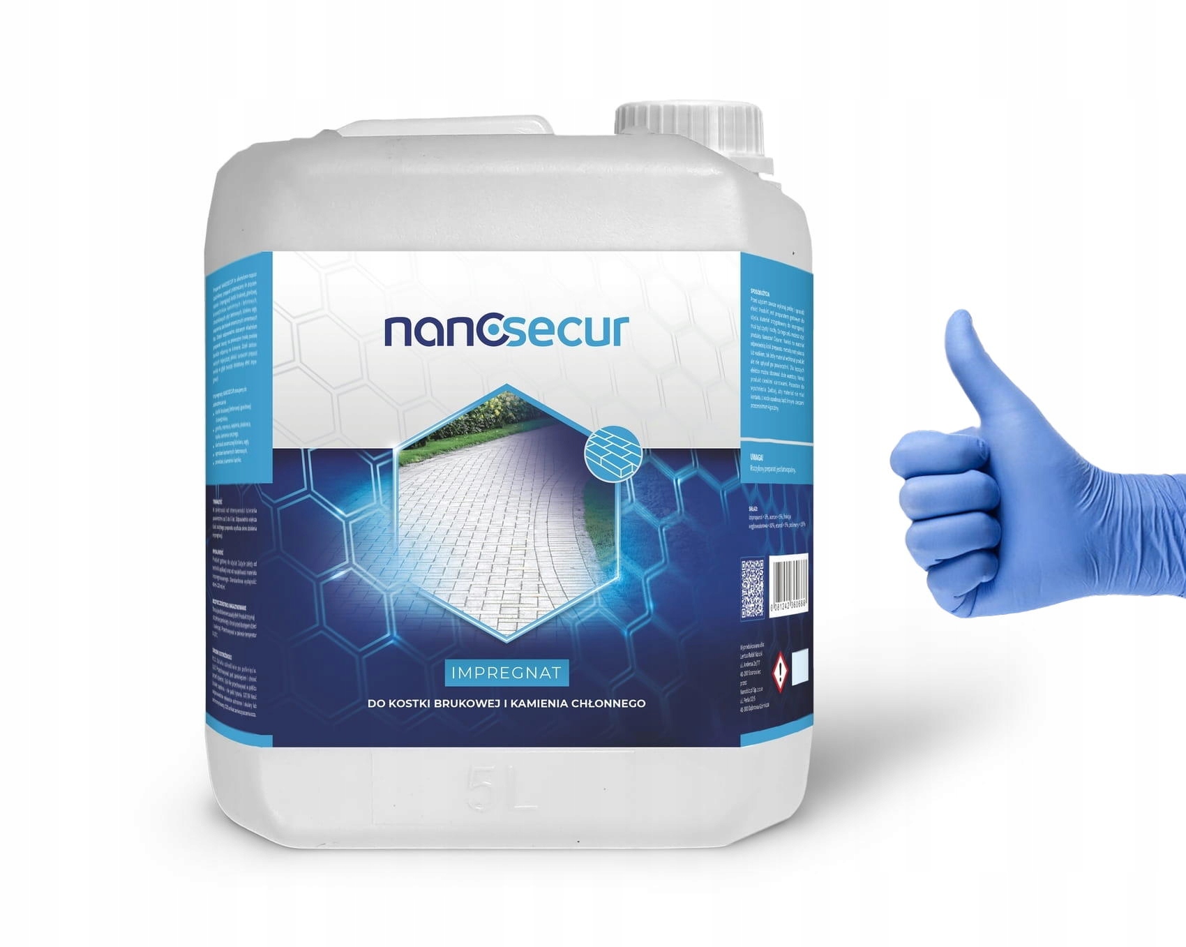 Nanosecur nanoimpregnat do kostki brukowej bruku 10L rękawiczki