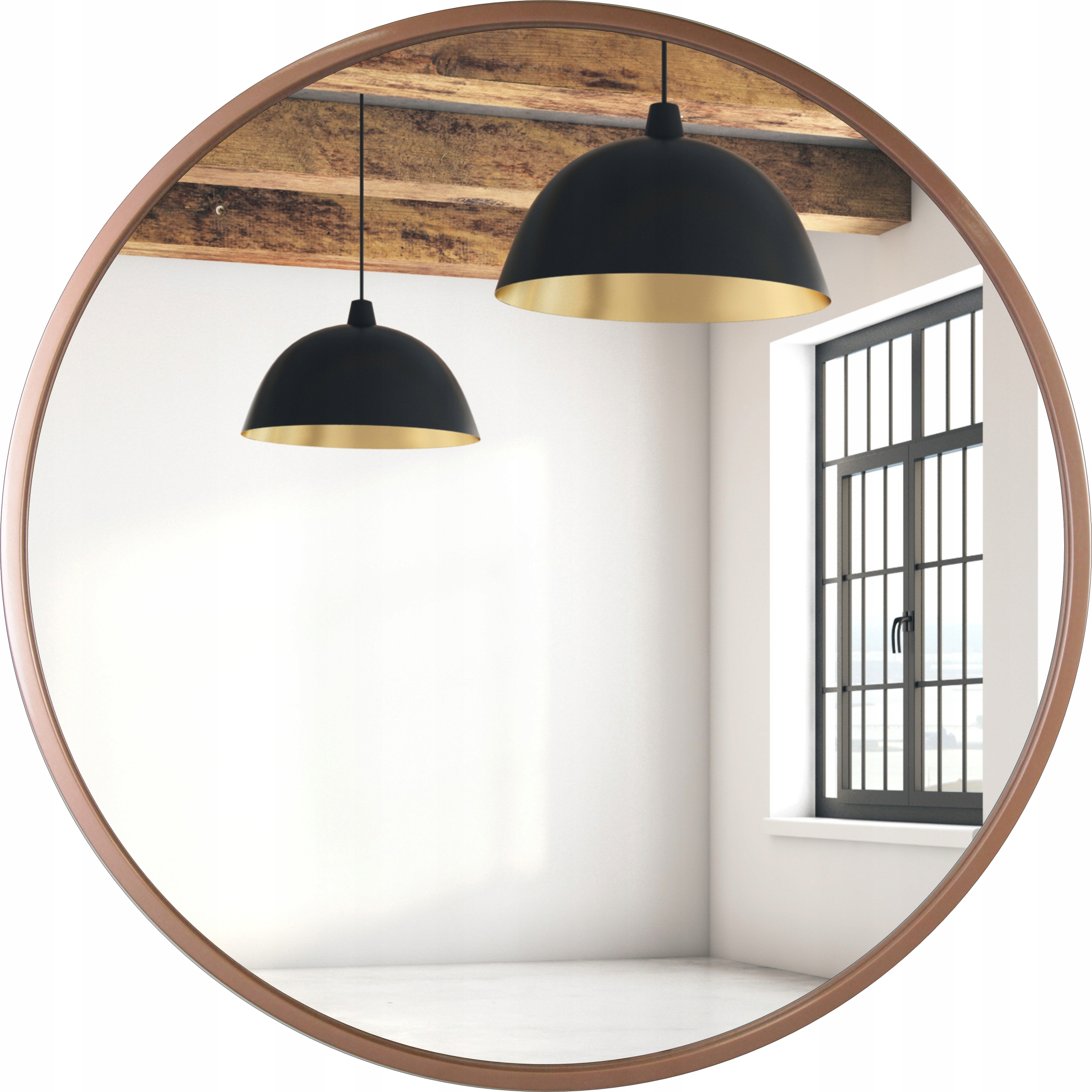 

Lustro Okrągłe Miedziany Połysk 50 CM Loft