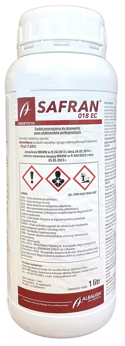 Safran 18EC 1L Albaugh abamektyna, wciorniastek przędziorek papryka pomidor