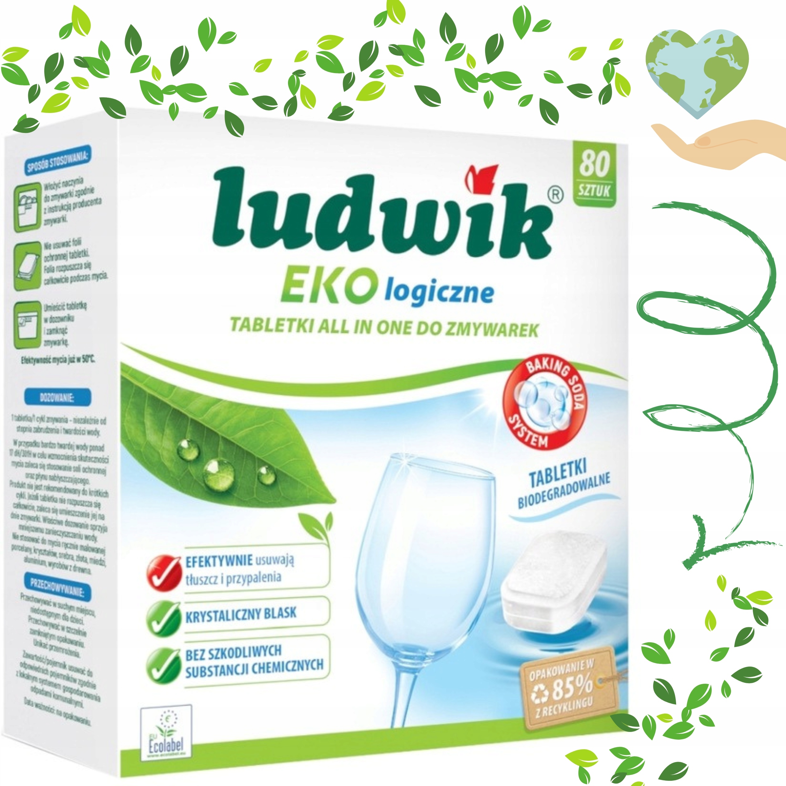 Tabletki kostki do zmywarek Ludwik ekologiczne All in One 80szt. Eko.