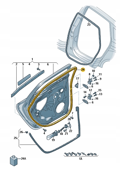 ZEWNETRZNA USZCZELKA DRZWI TYLNE L P AUDI A6 C7