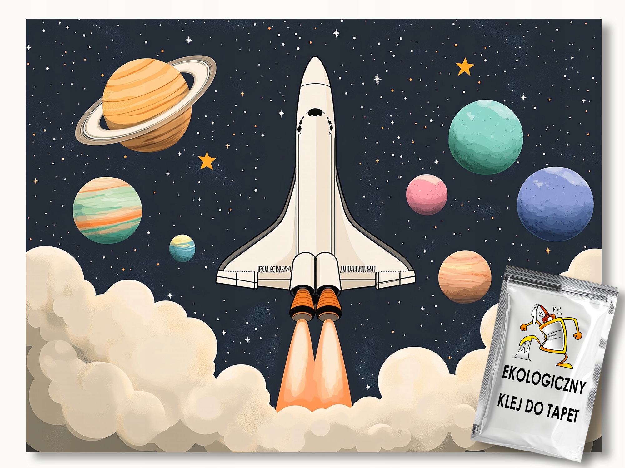 Fototapeta Flizelina Vesmír Planety Raketa Cestování Start 350x250 lepidlo