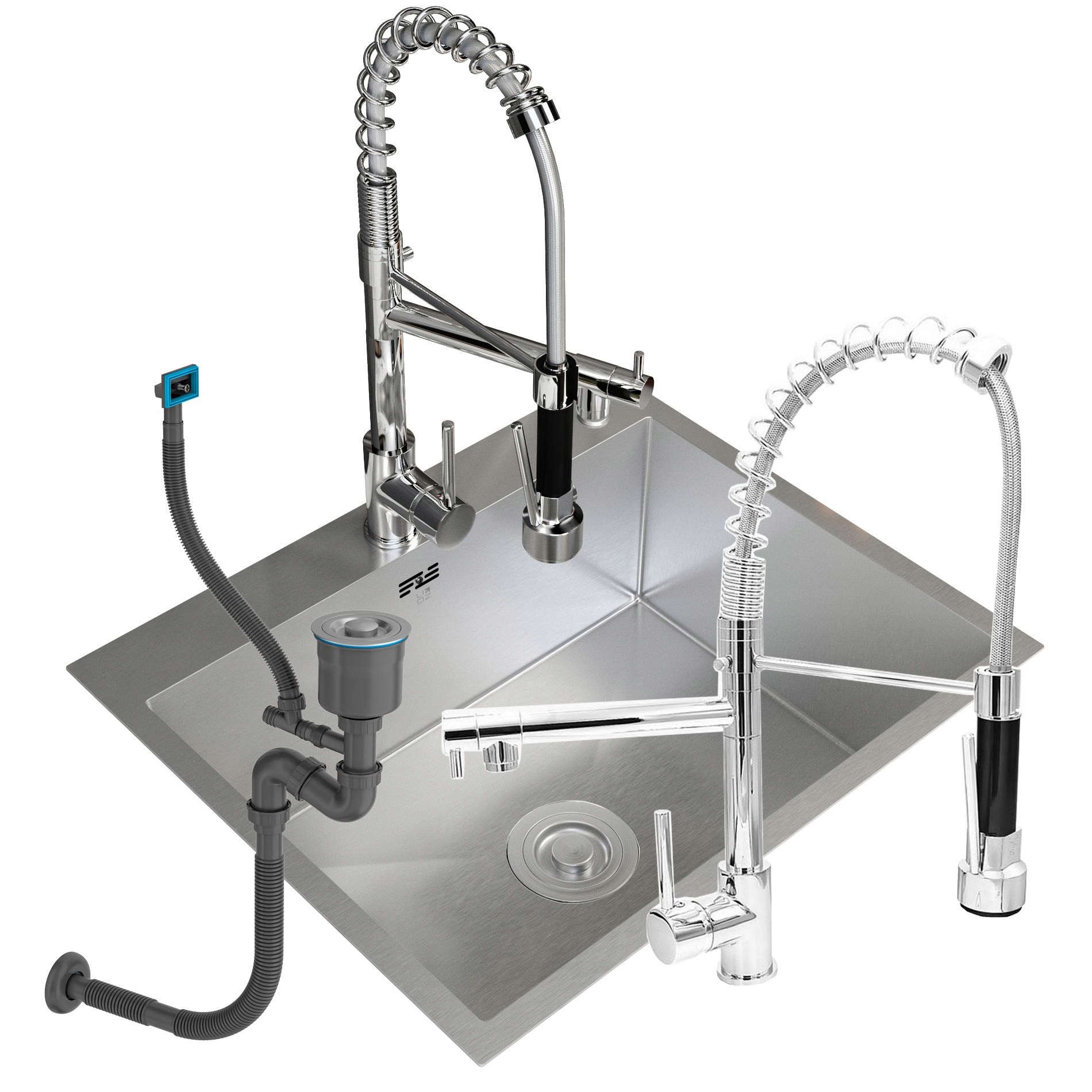 Oceľový Drez 1 Komora 60x50 Batéria Spiral Chrom