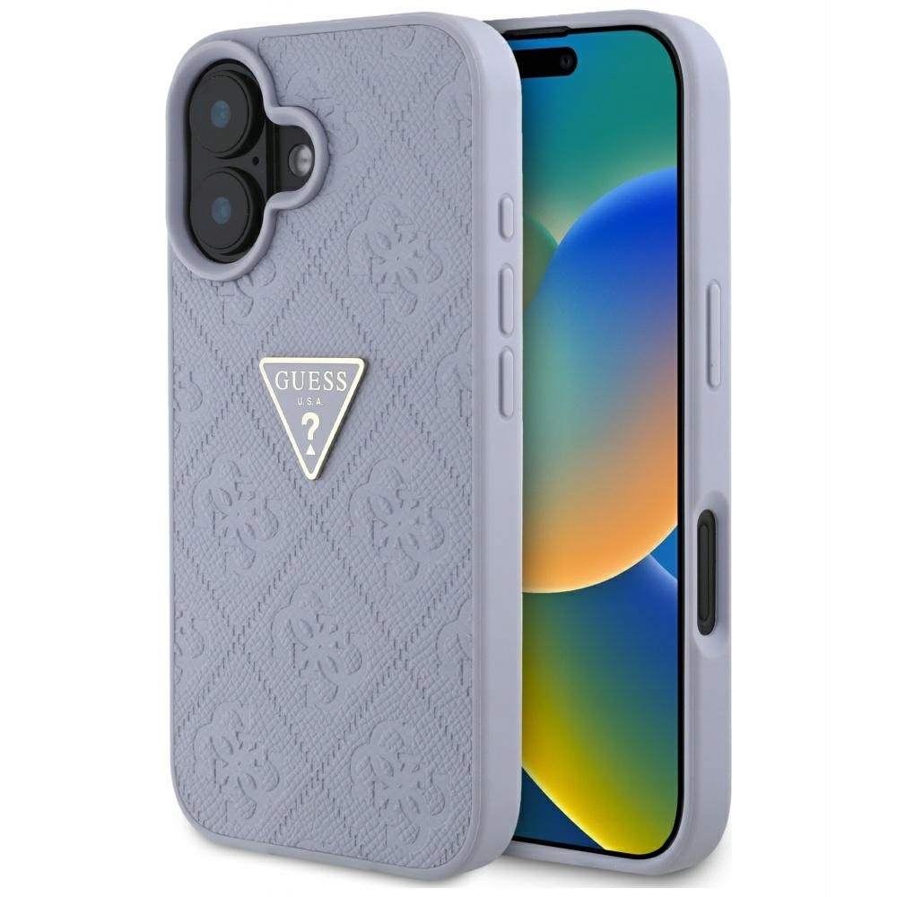 Pouzdro Guess Metal Logo pro iPhone 16 fialové