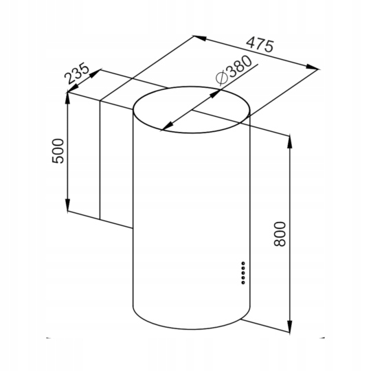 Okap tuba rura walec przyścienny VDB Stil czarny Model Stil