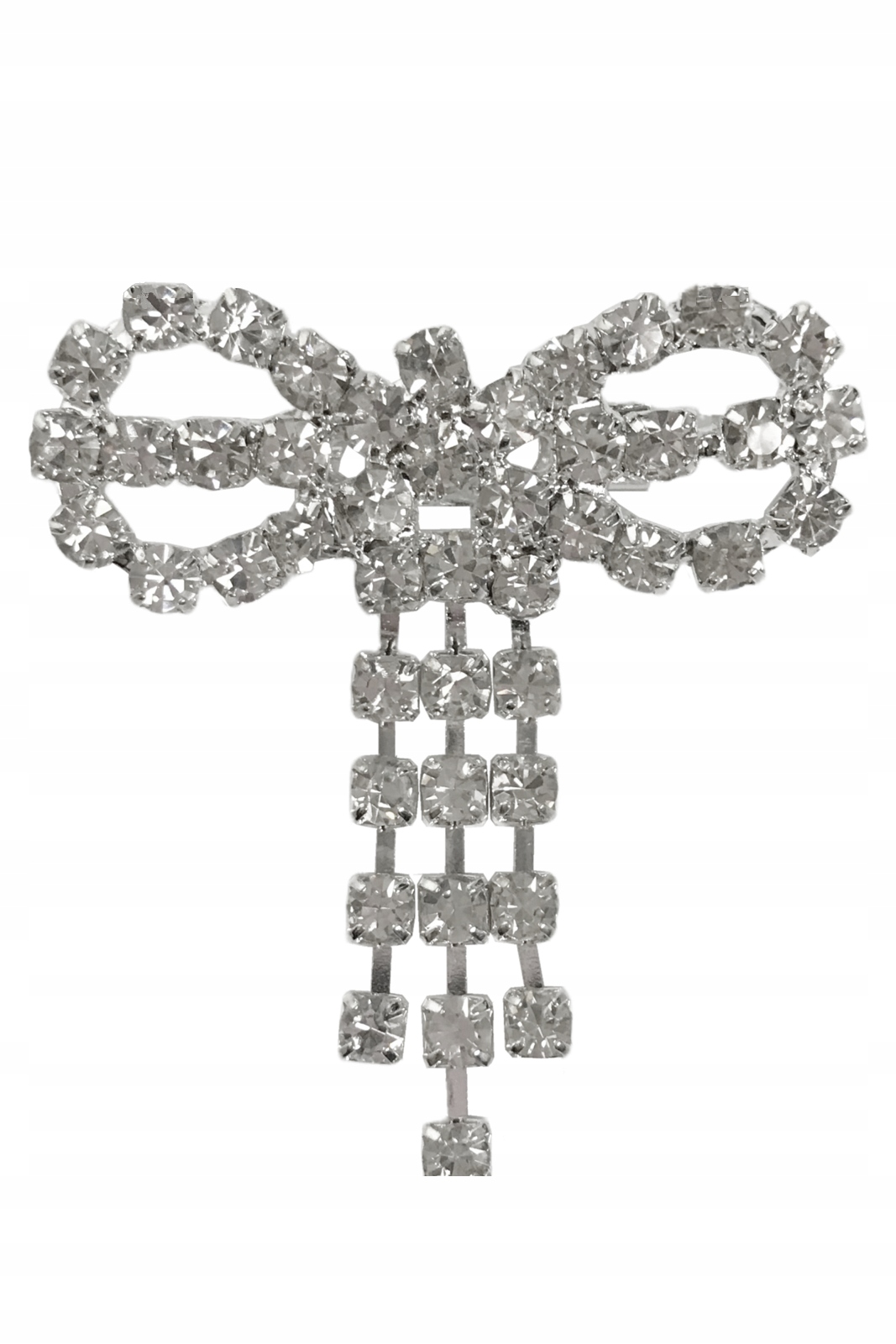 BROSZKA KOKARDA MAŁA KRYSZTAŁKI CYRKONIE AGRAFKA