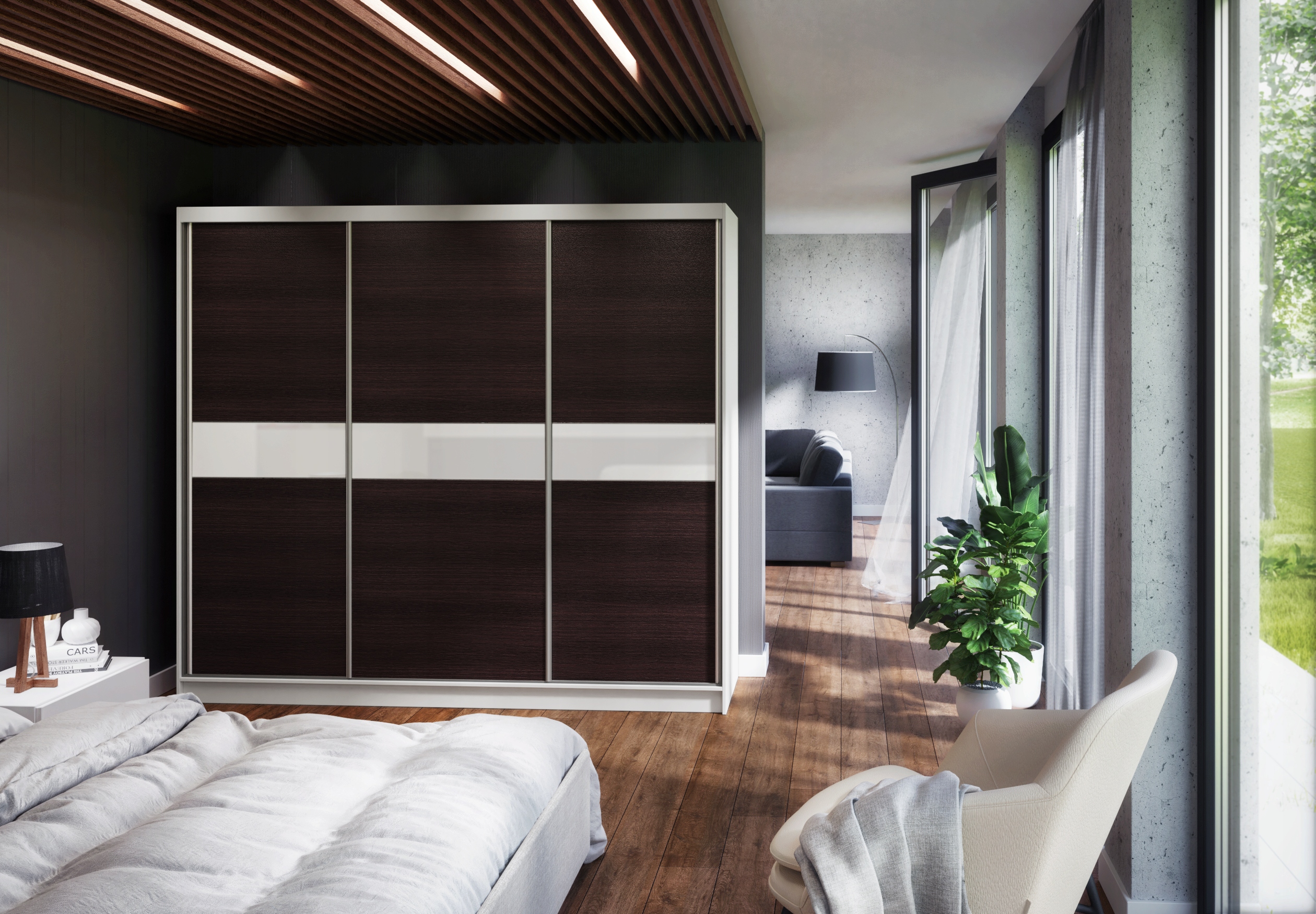 Szafa trzydrzwiowa przesuwna garderoba 240 lustro Kolekcja Tiana