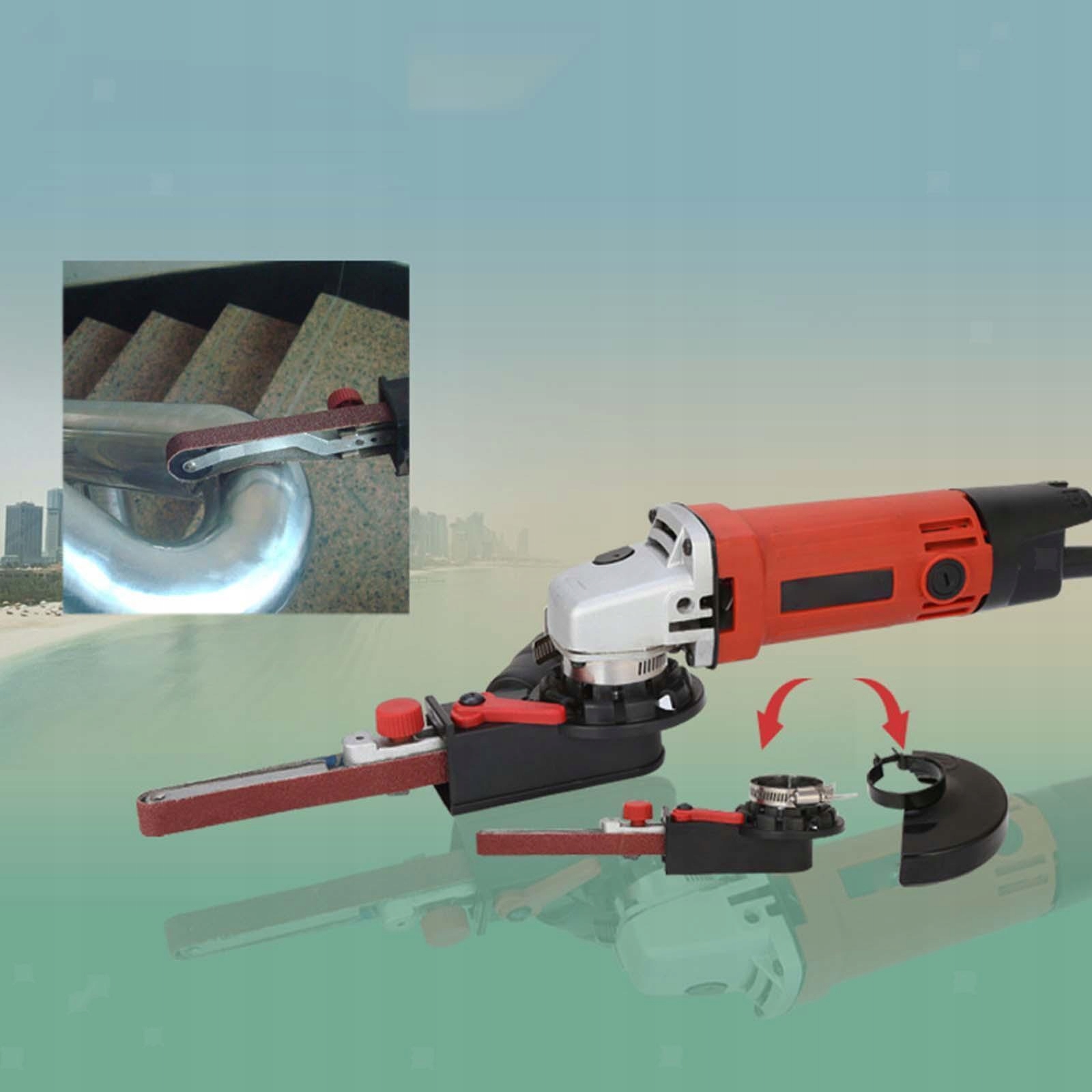 SZLIFIERKA DO ELEKTRYCZNEJ SZLIFIERKI KĄTOWEJ M14 + GŁOWICA TAŚMOWA Marka Bedee