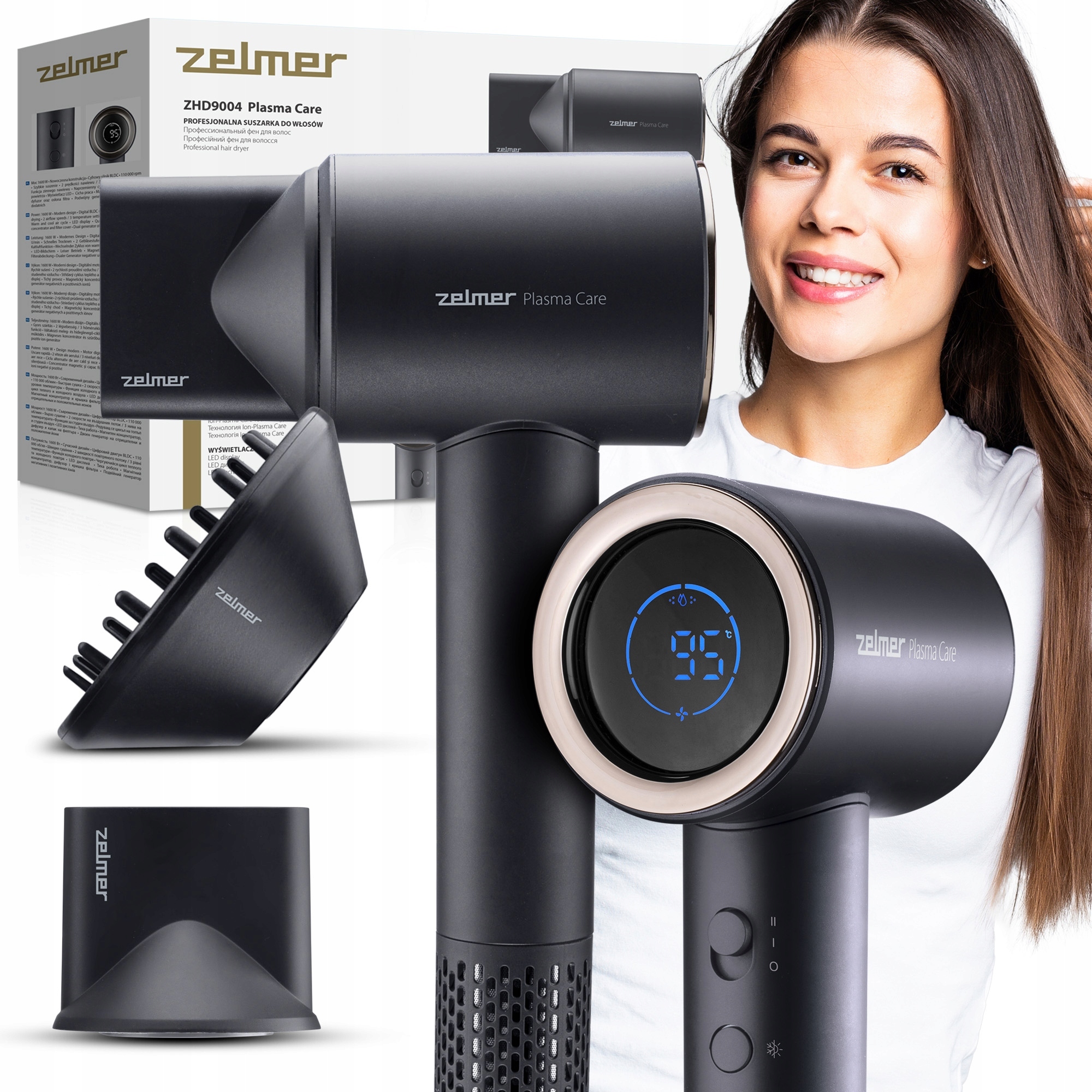 Suszarka Do Włosów Zelmer Plasma Care Z Jonizacją Silnik Bldc Mocna 1600W
