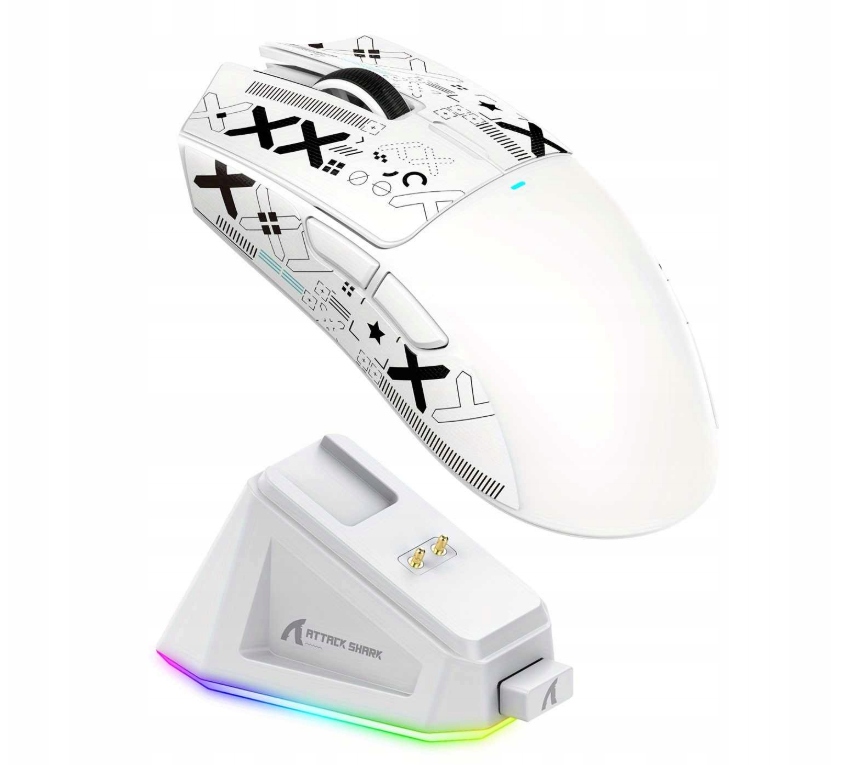 Bezdrátová herní myš Attack Shark X11 nabíjecí stanice bílá