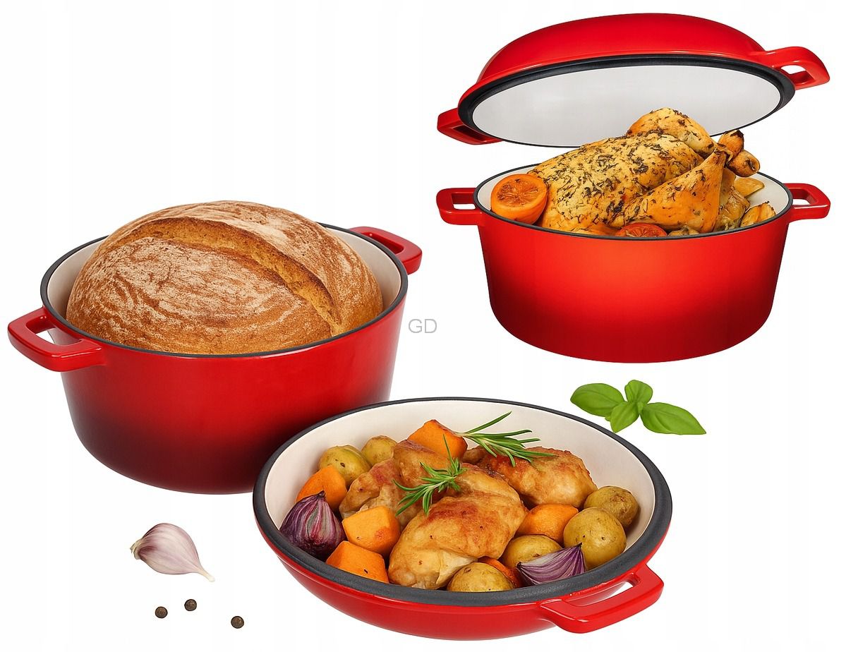 Hrnec litinový hrnec Krisberg 2v1 pekáč pánev 4.8L 26 cm