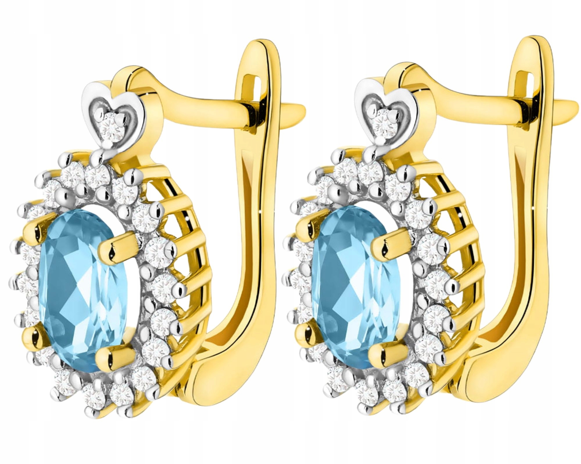 Zlaté Náušnice S Topazem A Diamanty, Anglické Zapínání, Zlato 585