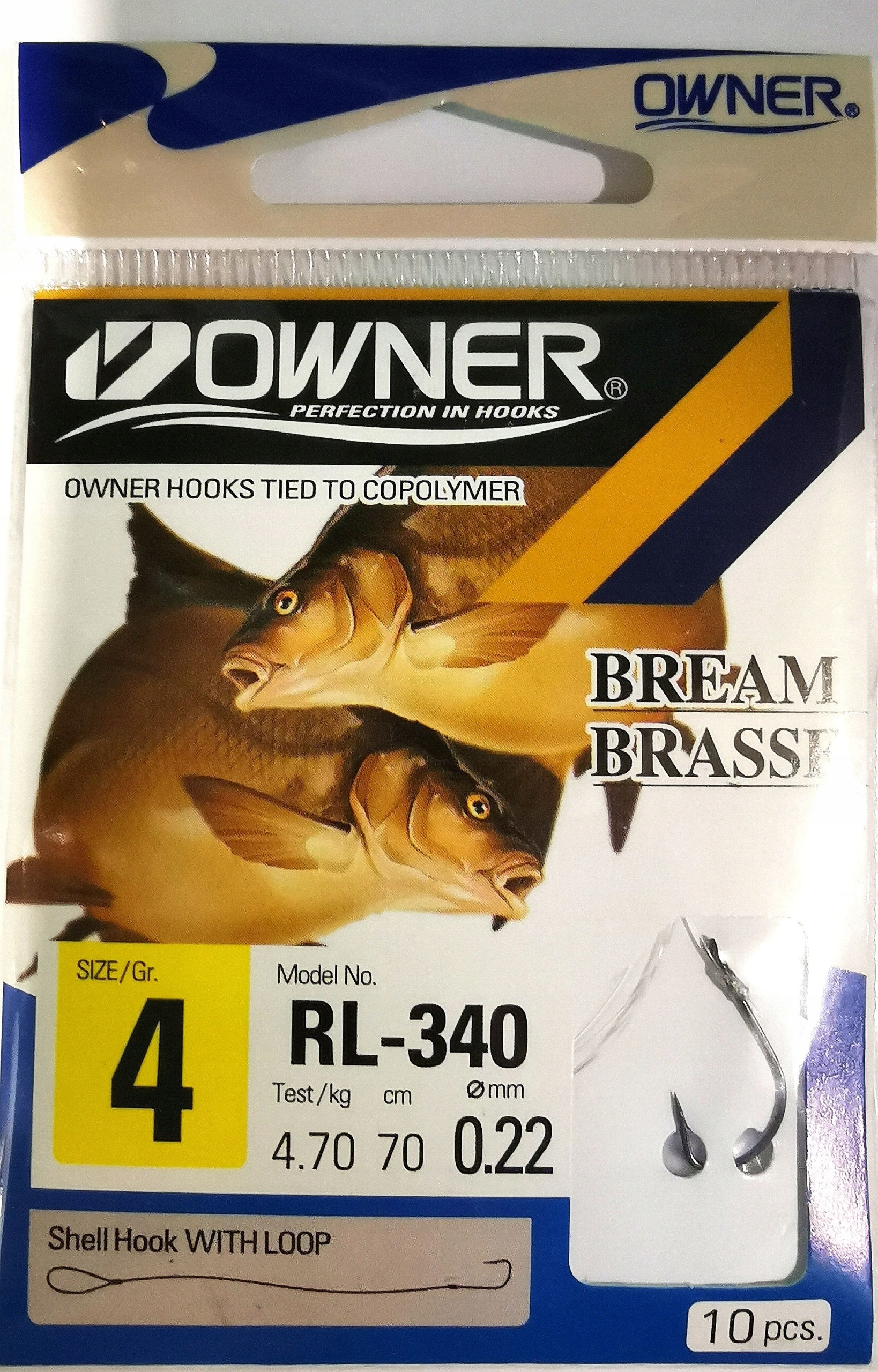 Owner Haczyki RL-340 Z Przyponem Czarne Rozmiar 4 0,22mm 70cm 10 sztuk