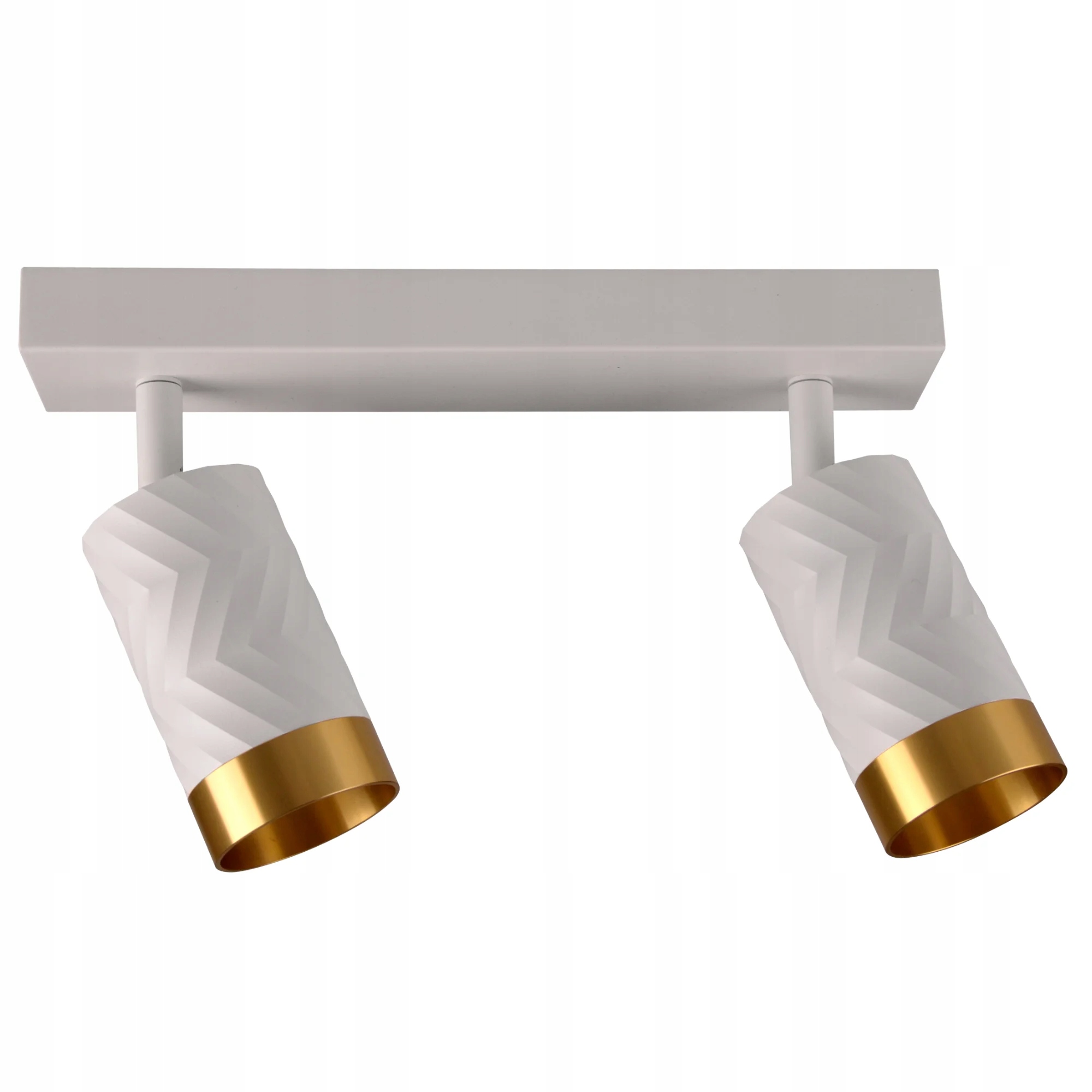 Stropní nástěnná lampa s bílou zlatou lištou a vzorem 2 reflektorů Polux