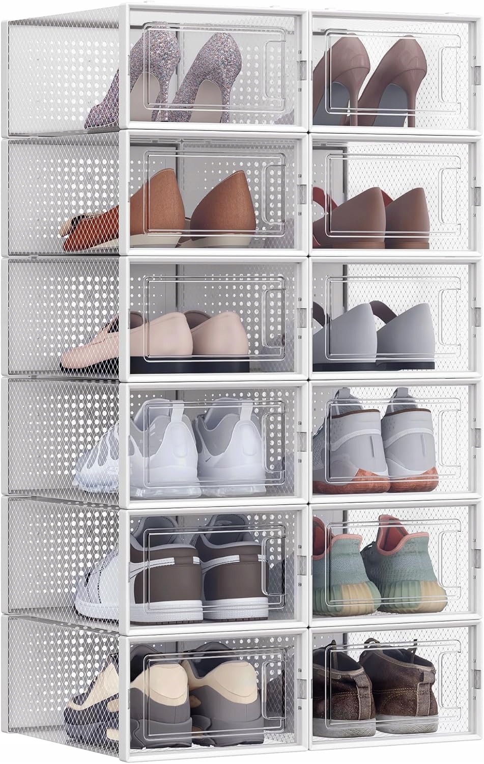 Krabice na boty Songmics 12 Ks Skládací organizér Vel 44 Bílý
