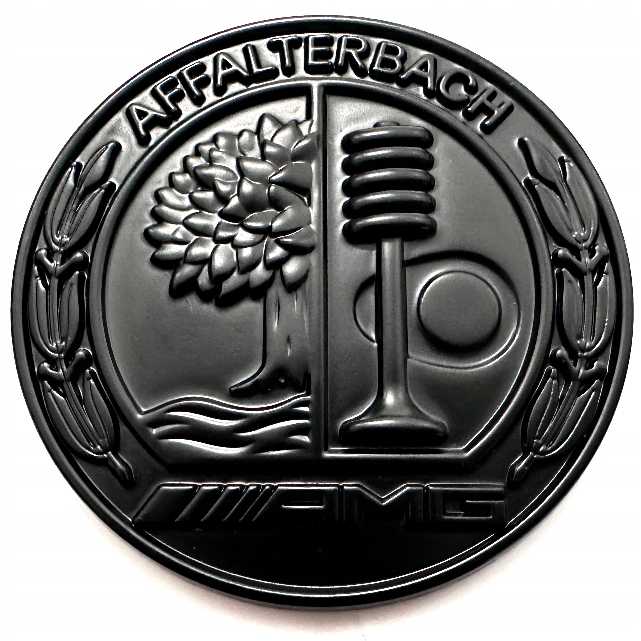 Emblemat Logo Znaczek Do Mercedes Amg Affalterbach 57MM Czarny Mat Na Przód