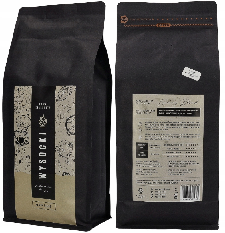 Levně Káva zrnková Arabica Wysocki Coffee káva Sunny Blend 1000 g Čerstvě Pražená!