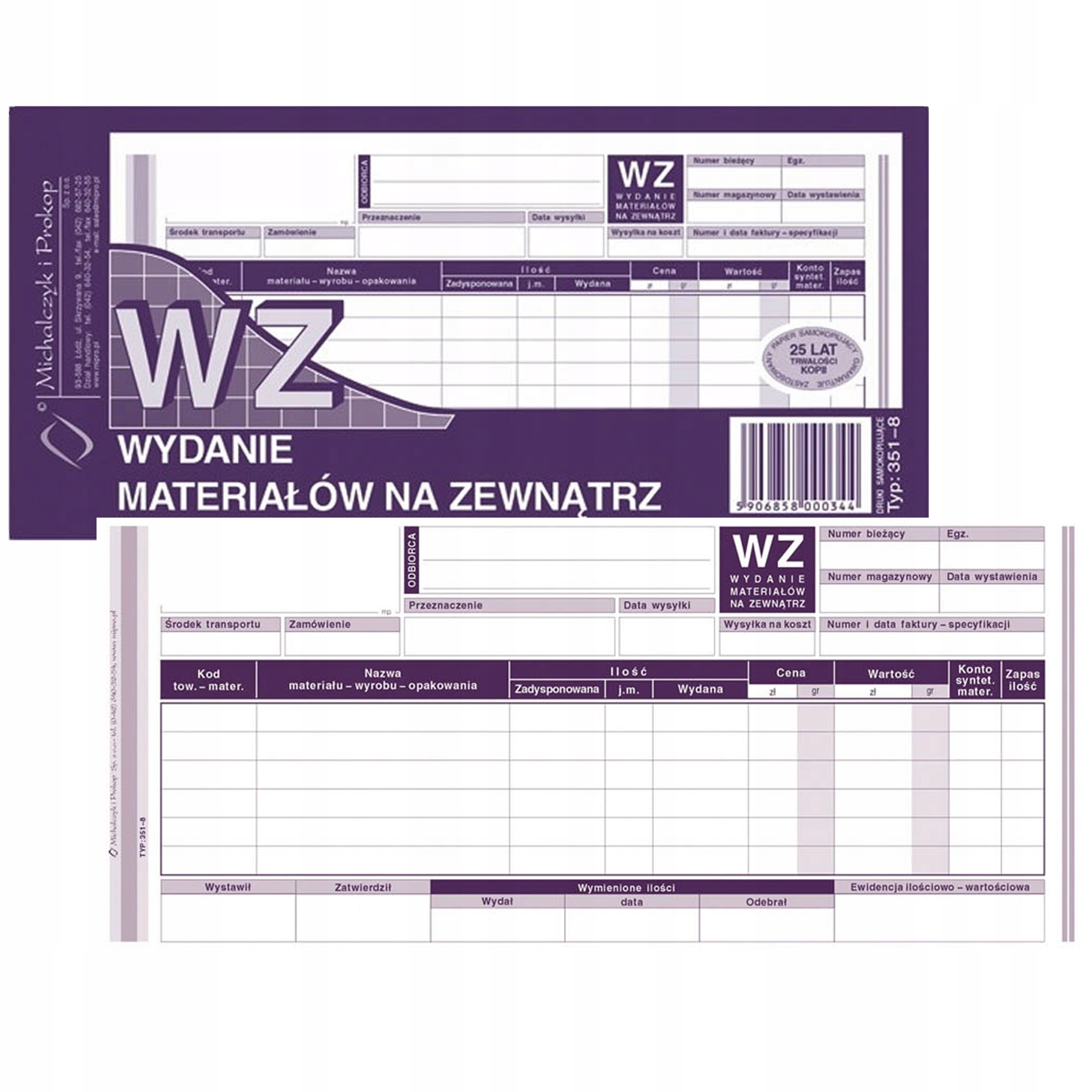 

Wz Wydanie Materiałów Na Zewnąt(wielokopia) 351-8
