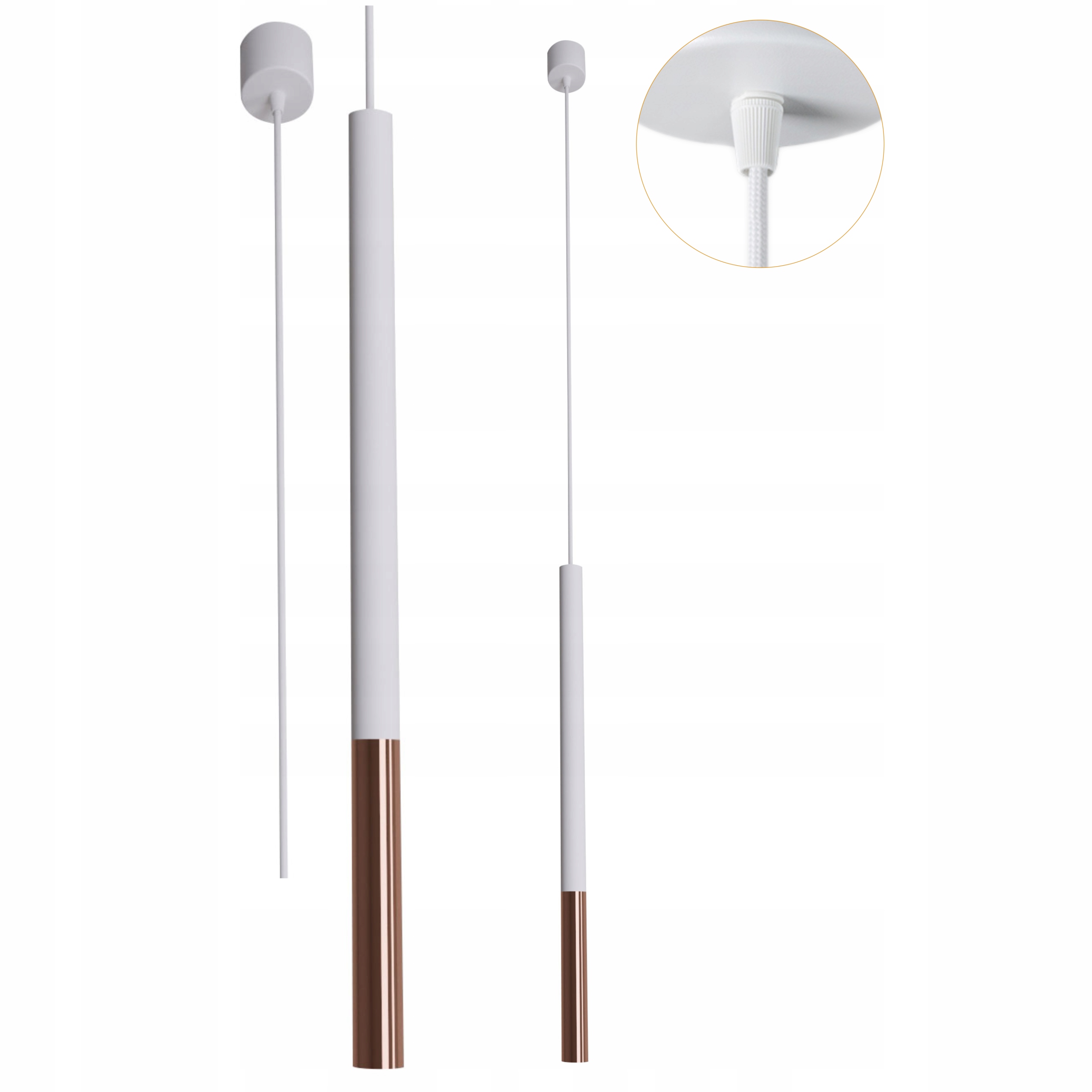 Závěsná stropní kovová lampa Frey bílo měděná 1xG9 Led