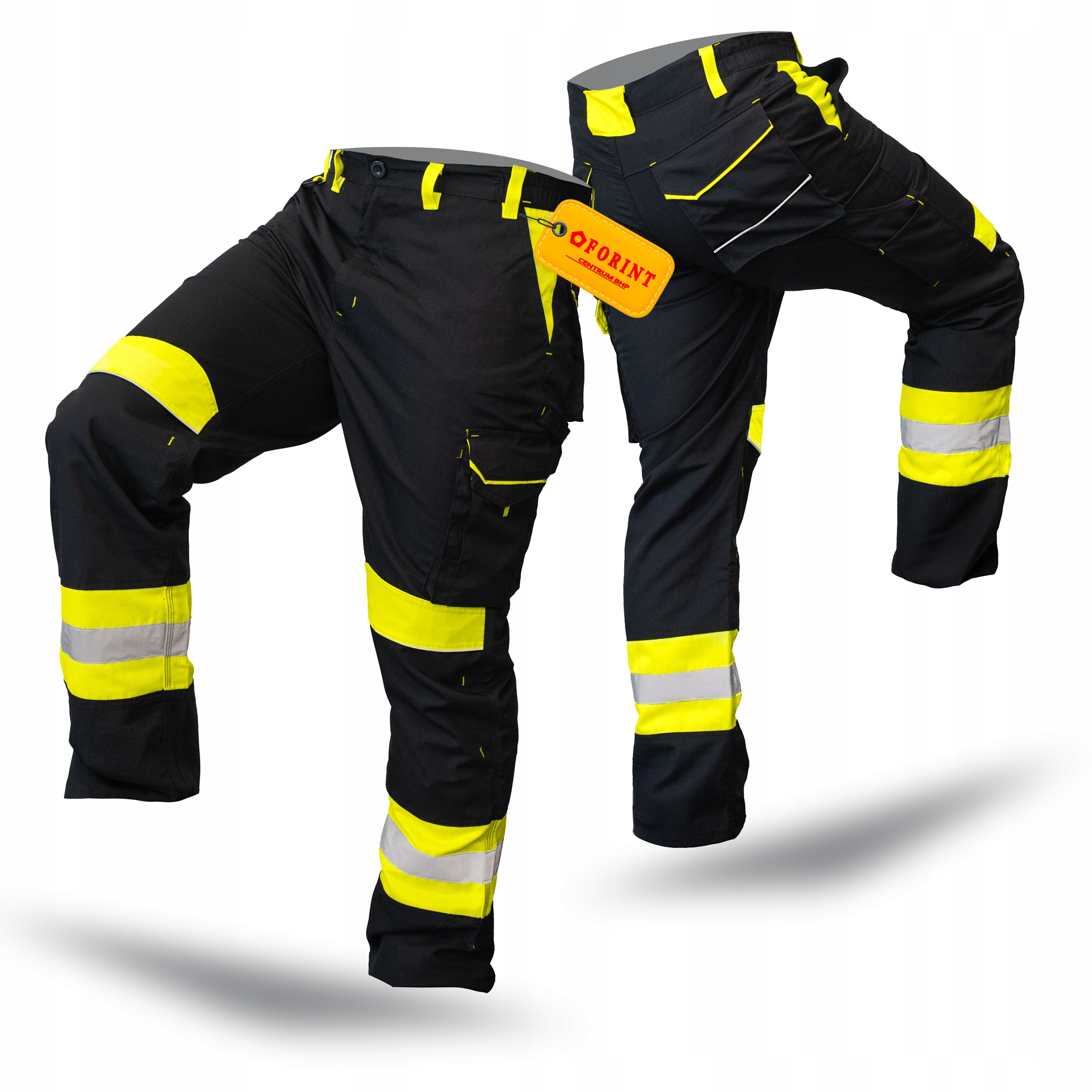 Spodnie Robocze Odblaskowe do pasa Monterskie Potrójne Szwy Wytrzymałe