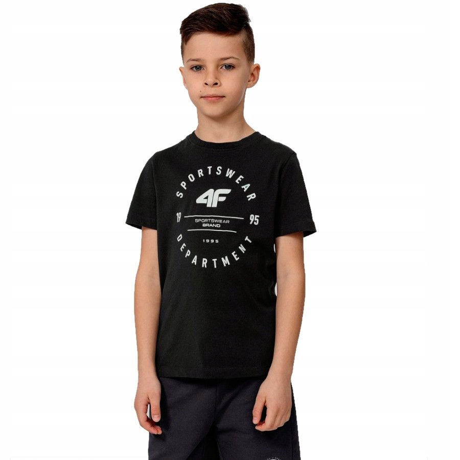 KOSZULKA SPORTOWA CHŁOPIĘCA 4F PODKOSZULEK T-SHIRT Dekolt okrągły