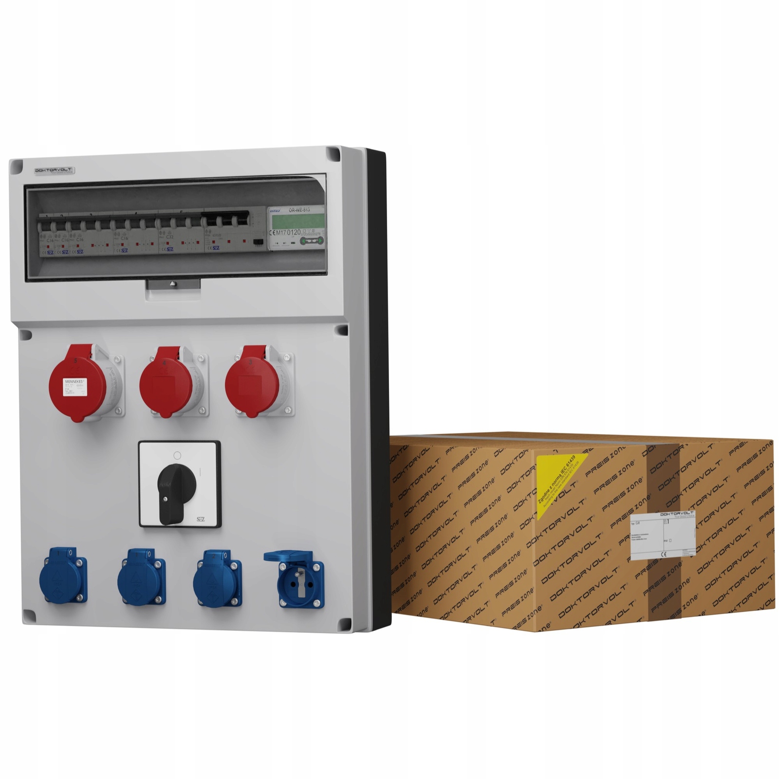 Stavebný rozvádzač 32A 2x16A 4x230V rozvádzač s vypínačom L0P