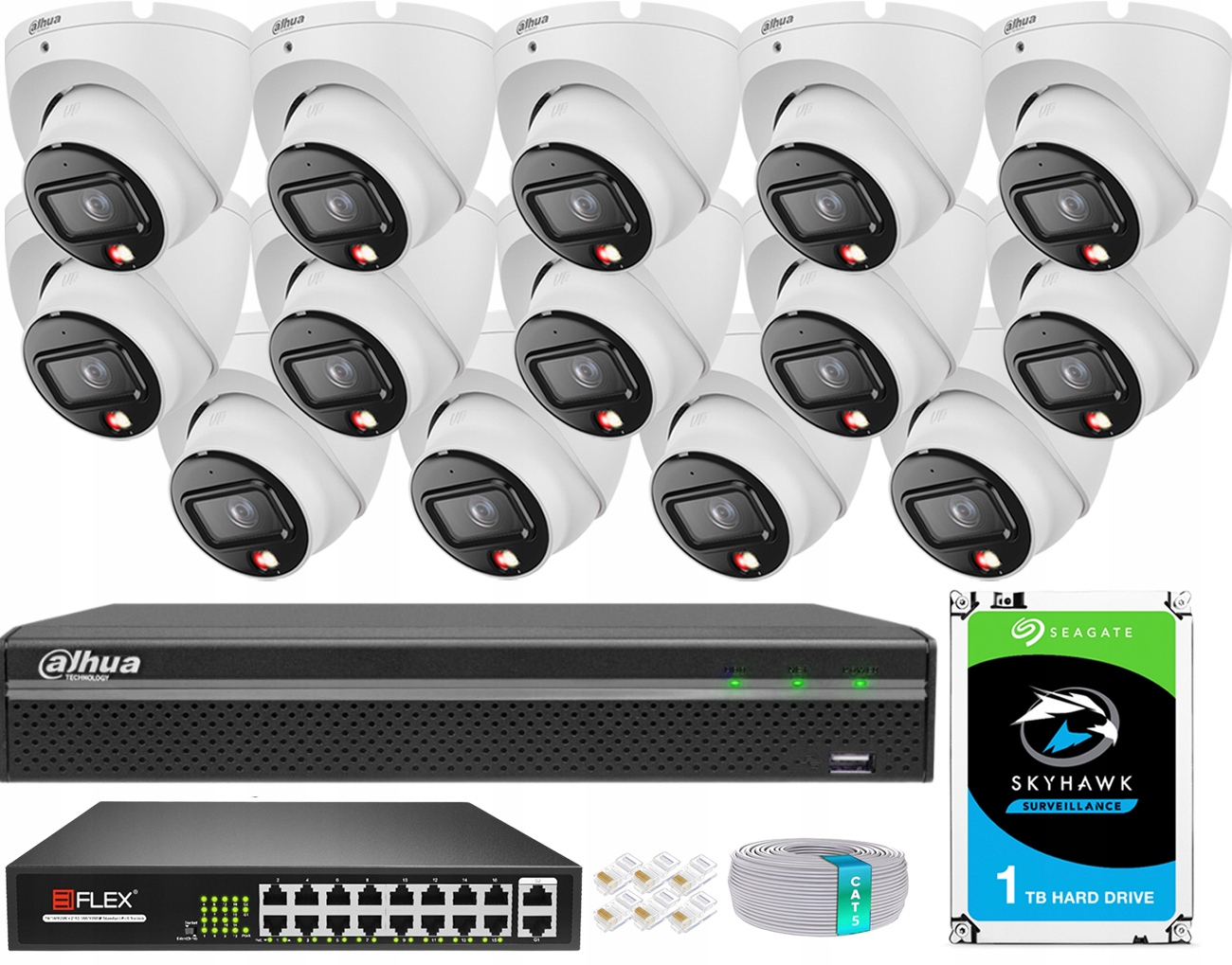 Sada na monitorovanie Dahua 14 kamier 6MPx 3K+ Deň/Noc Full Color Detekcia