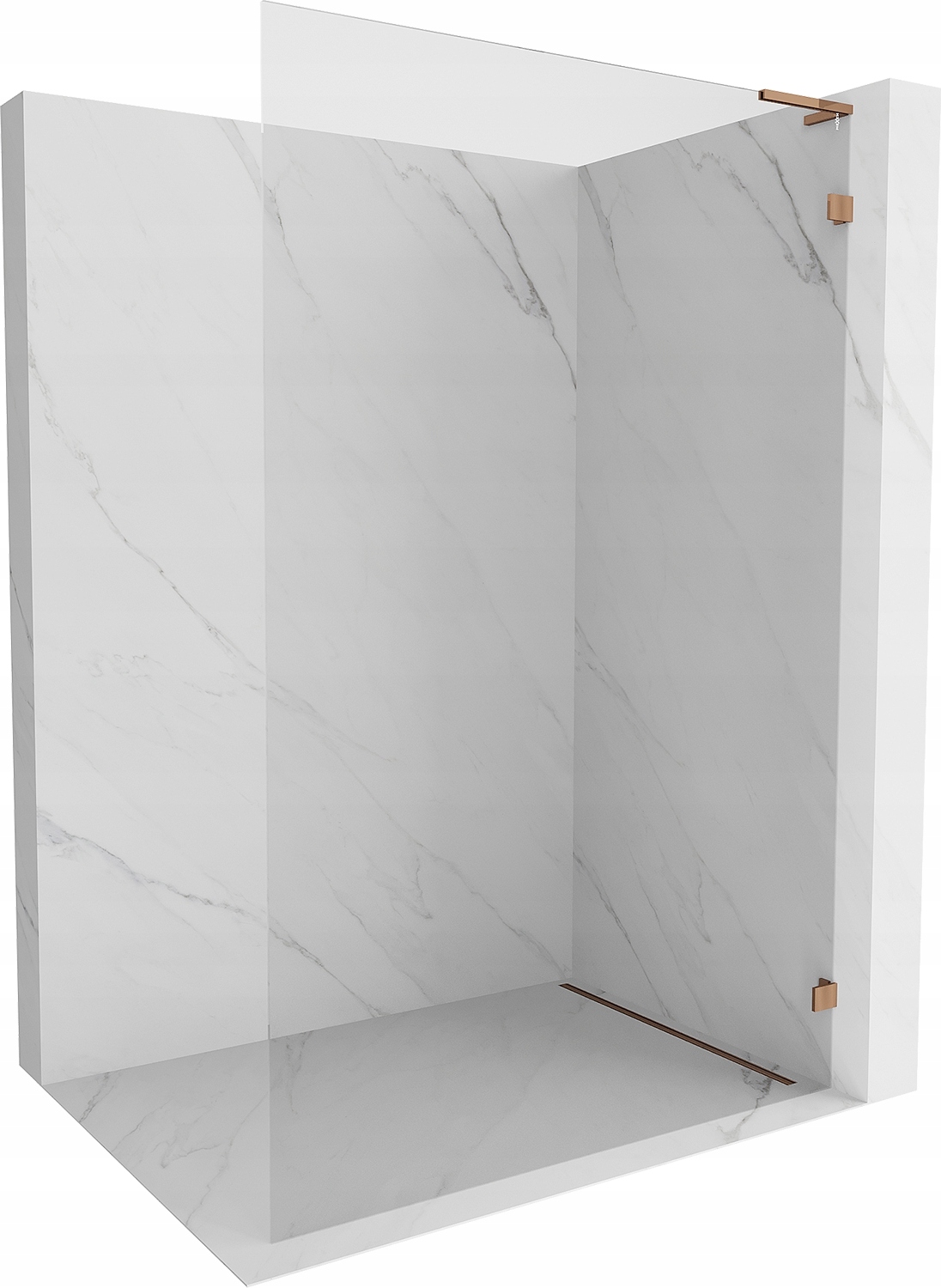 Sprchová stěna Mexen Lunar L Walk-in pravá 120x200 cm růžové zlato