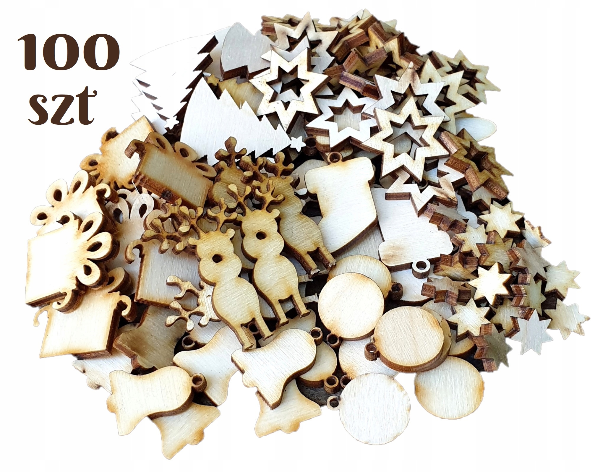 

Zestaw Ozdób ze sklejki Boże Narodzenie MIX 100szt